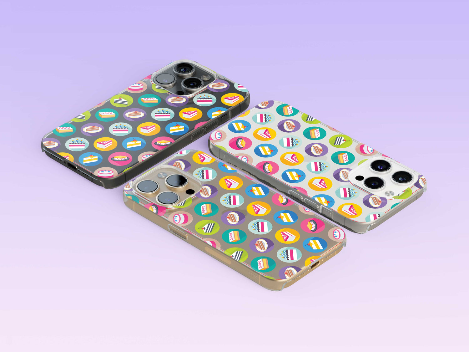 iPhone Phone Case with Colorful Modern Cake Icon Design (Tough, Snap, and Clear)