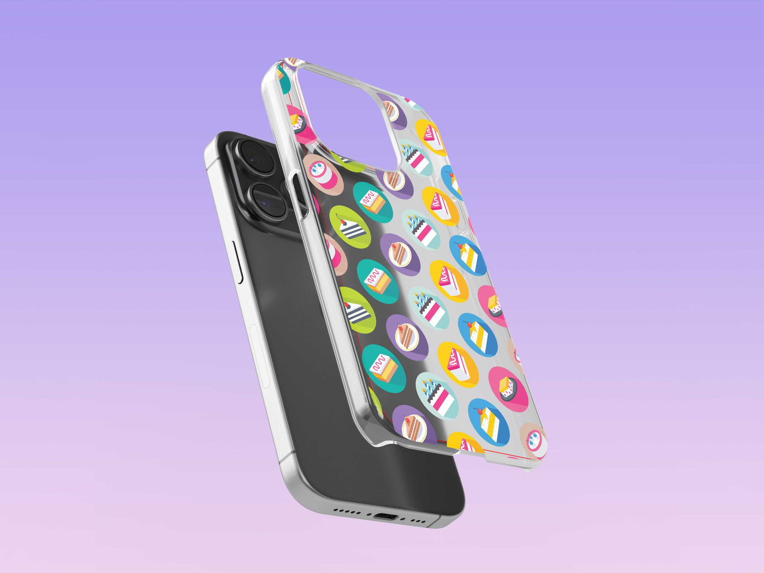 iPhone Phone Case with Colorful Modern Cake Icon Design (Tough, Snap, and Clear)