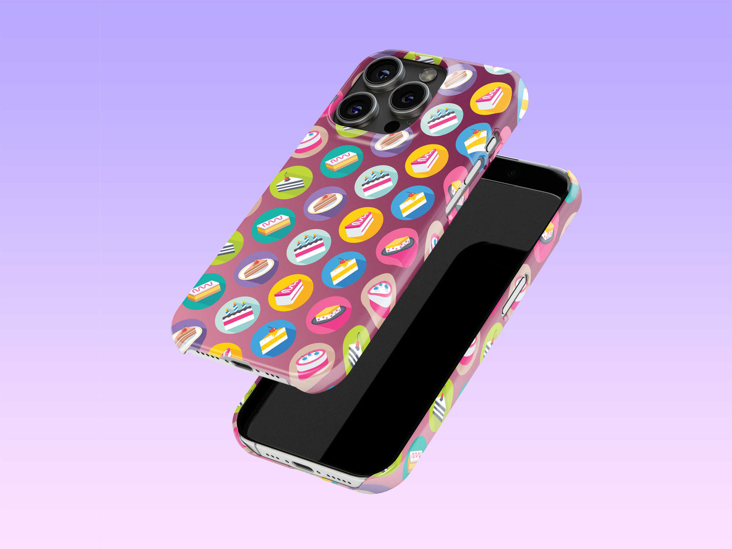 iPhone Phone Case with Colorful Modern Cake Icon Design (Tough, Snap, and Clear)