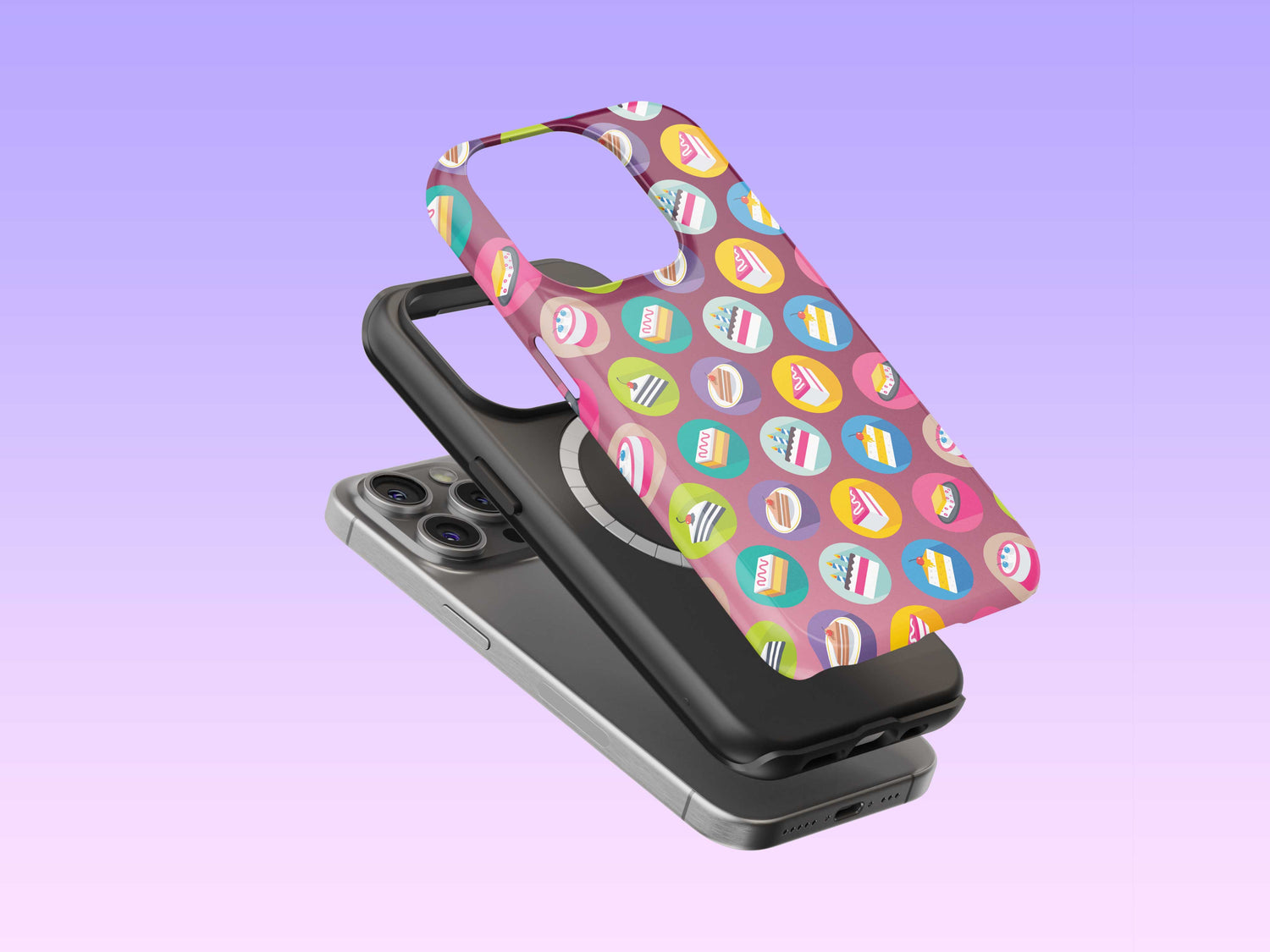 iPhone Phone Case with Colorful Modern Cake Icon Design (Tough, Snap, and Clear)