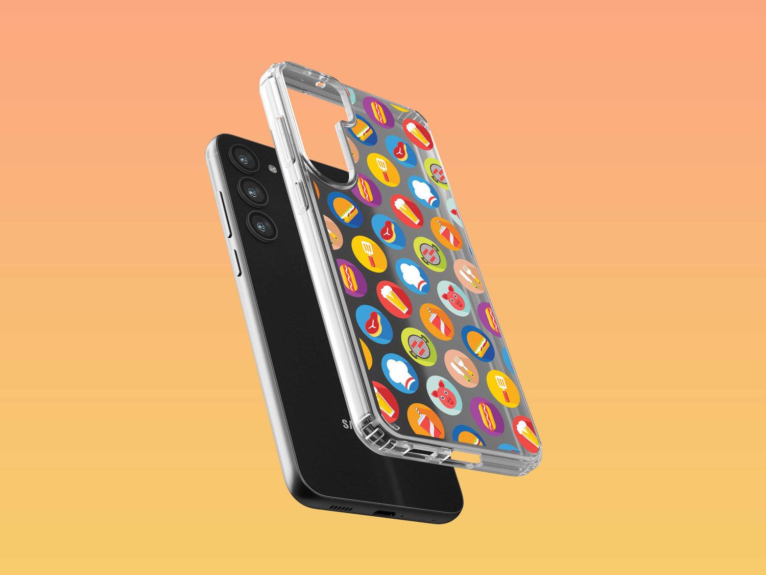 Samsung Phone Case with Colorful Modern Grilling Icon Design (Tough, Snap, and Clear)