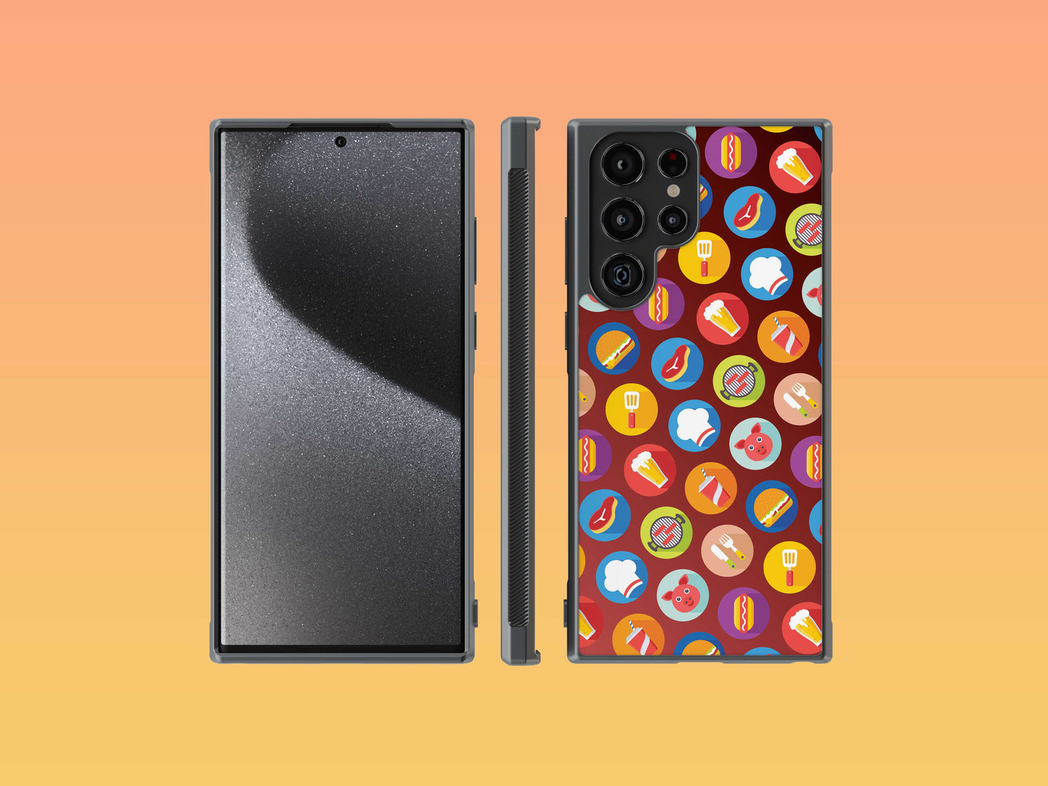 Samsung Phone Case with Colorful Modern Grilling Icon Design (Tough, Snap, and Clear)