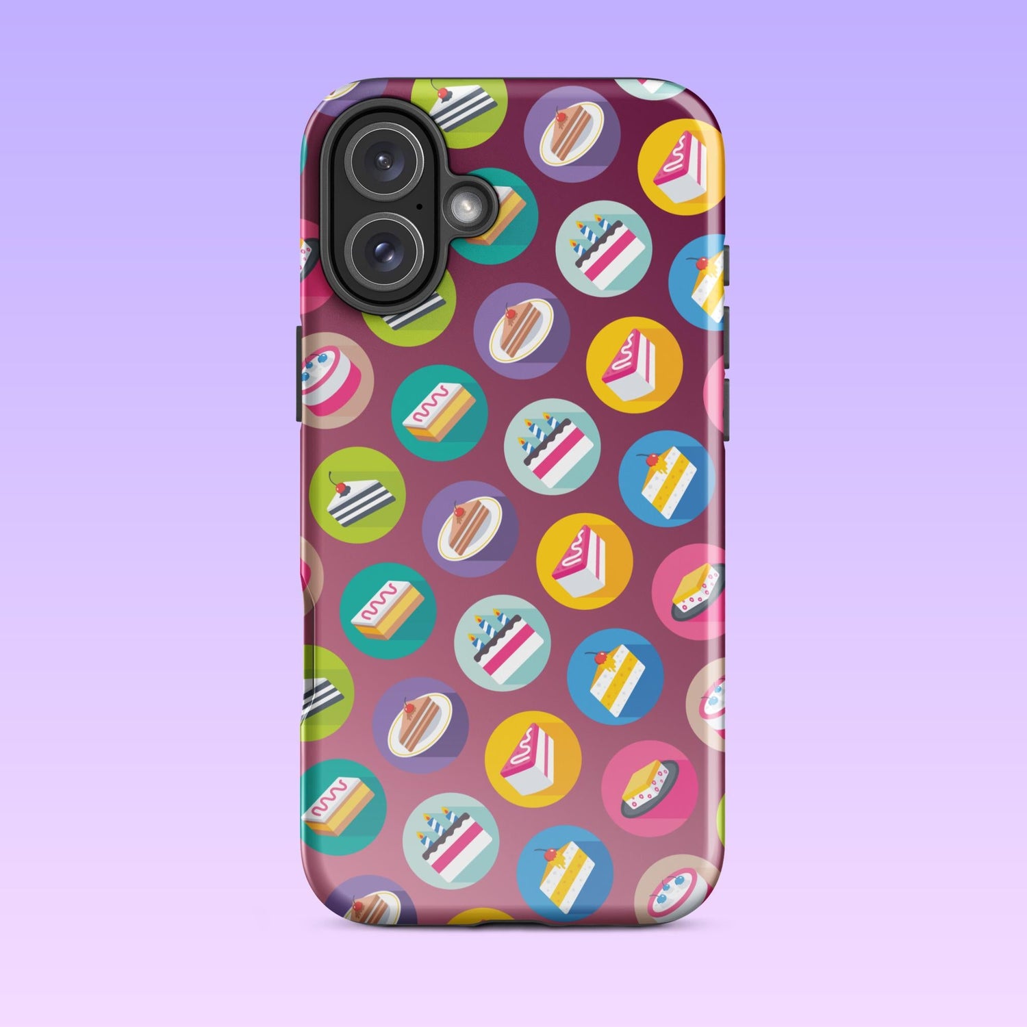 iPhone Phone Case with Colorful Modern Cake Icon Design (Tough, Snap, and Clear) - Homemade Hooplah's Hullabaloo