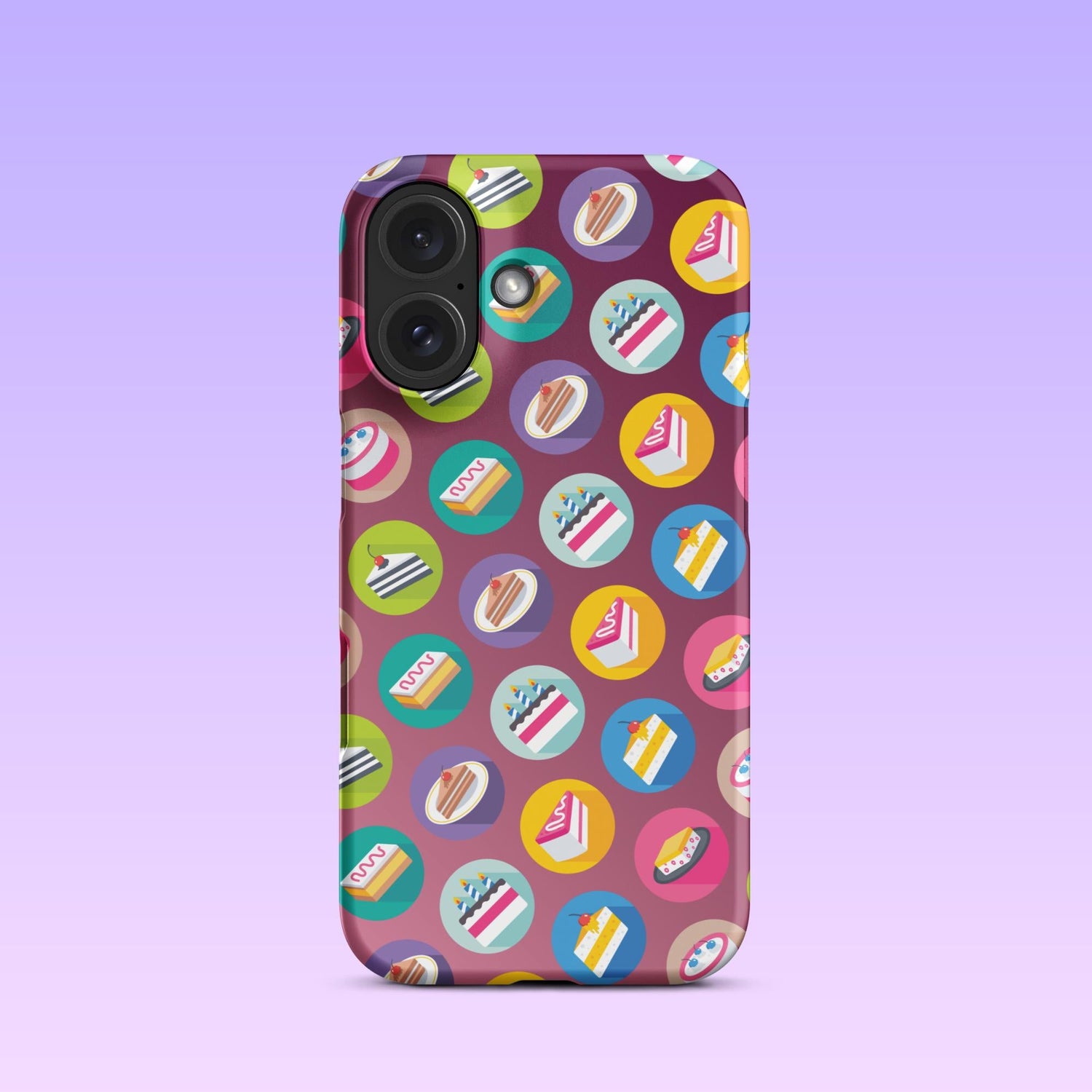 iPhone Phone Case with Colorful Modern Cake Icon Design (Tough, Snap, and Clear) - Homemade Hooplah's Hullabaloo