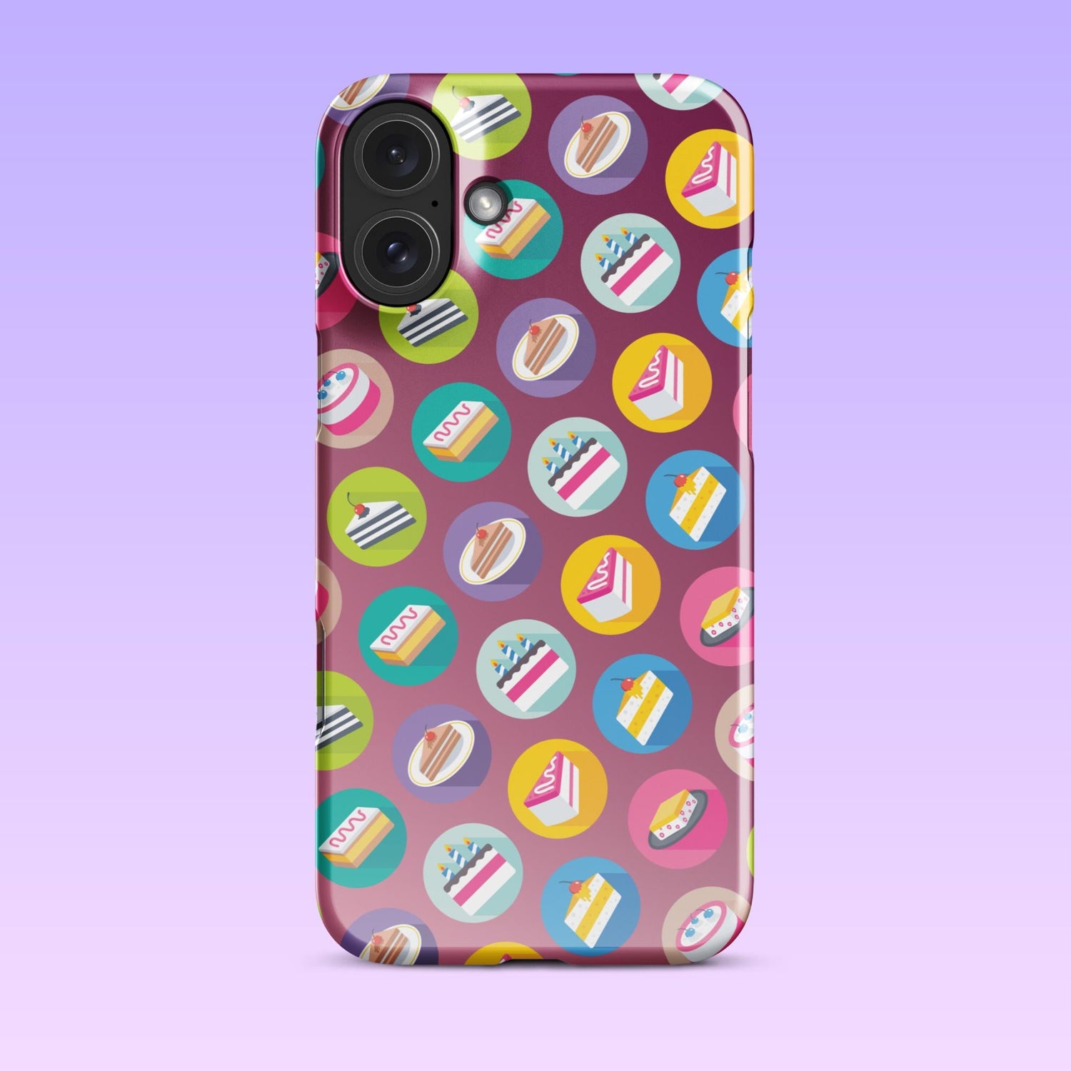 iPhone Phone Case with Colorful Modern Cake Icon Design (Tough, Snap, and Clear) - Homemade Hooplah's Hullabaloo