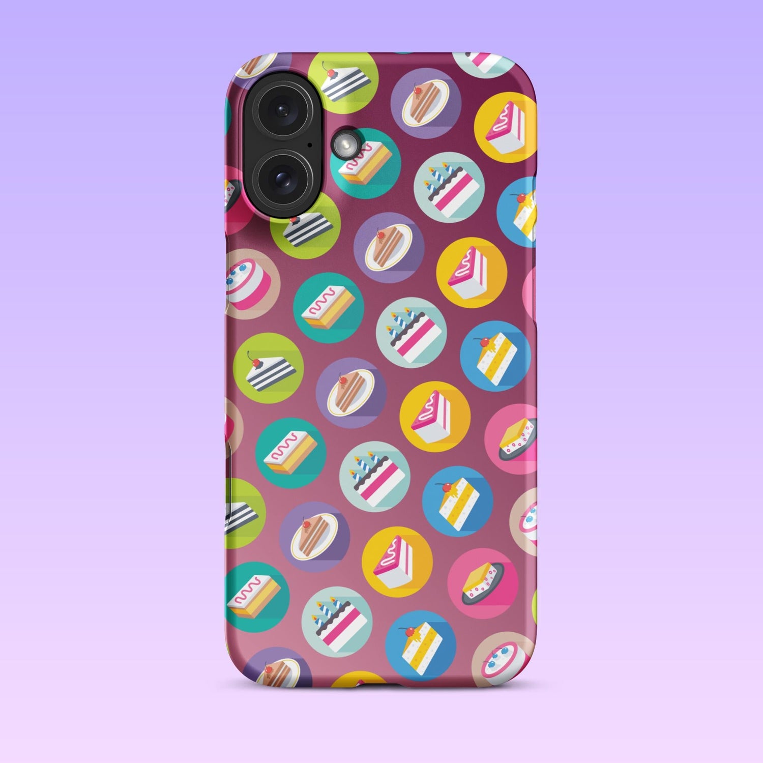 iPhone Phone Case with Colorful Modern Cake Icon Design (Tough, Snap, and Clear) - Homemade Hooplah's Hullabaloo
