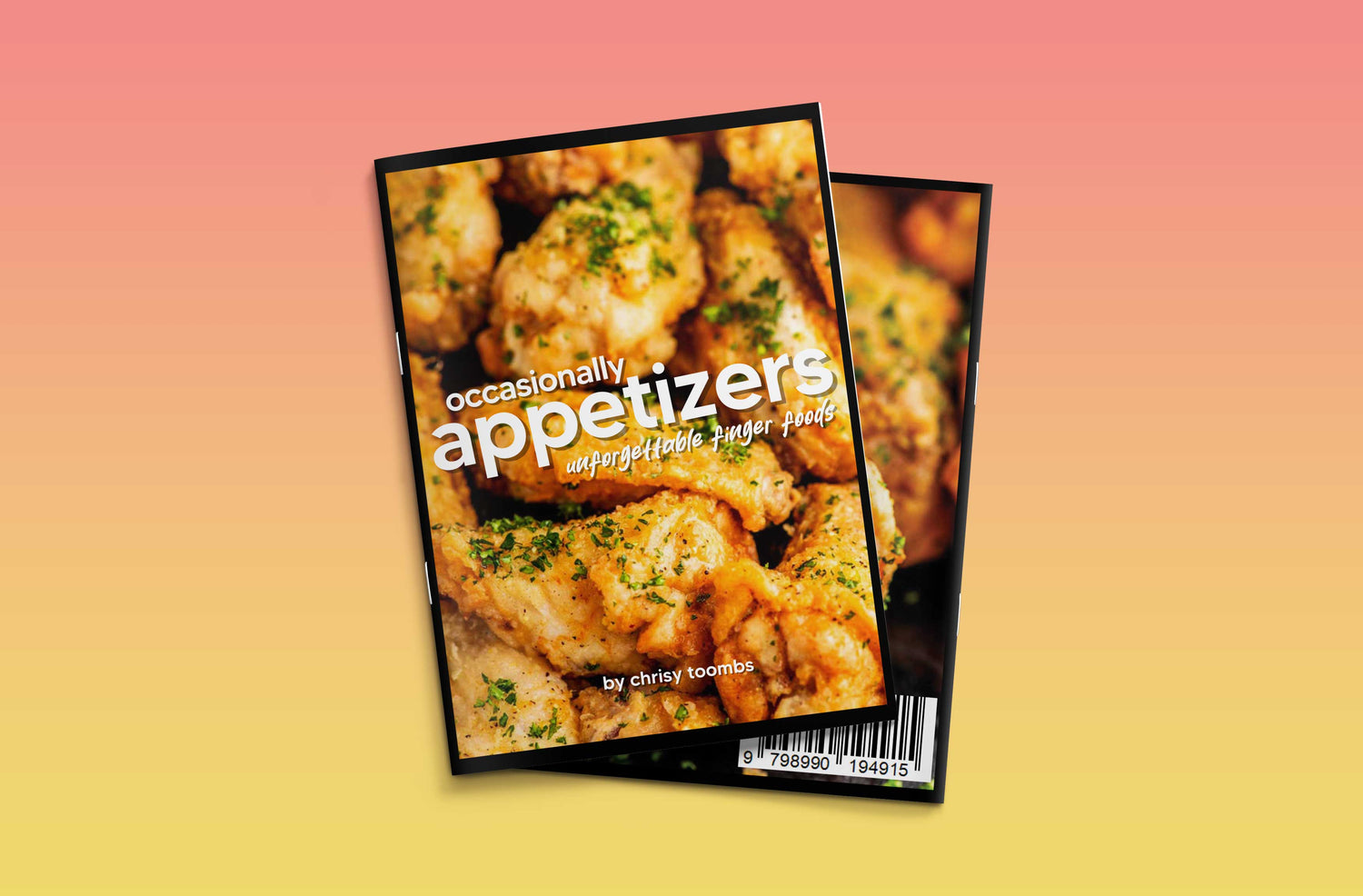 Top down view of two softcover copies of the book, showing off the cover and back of the book.