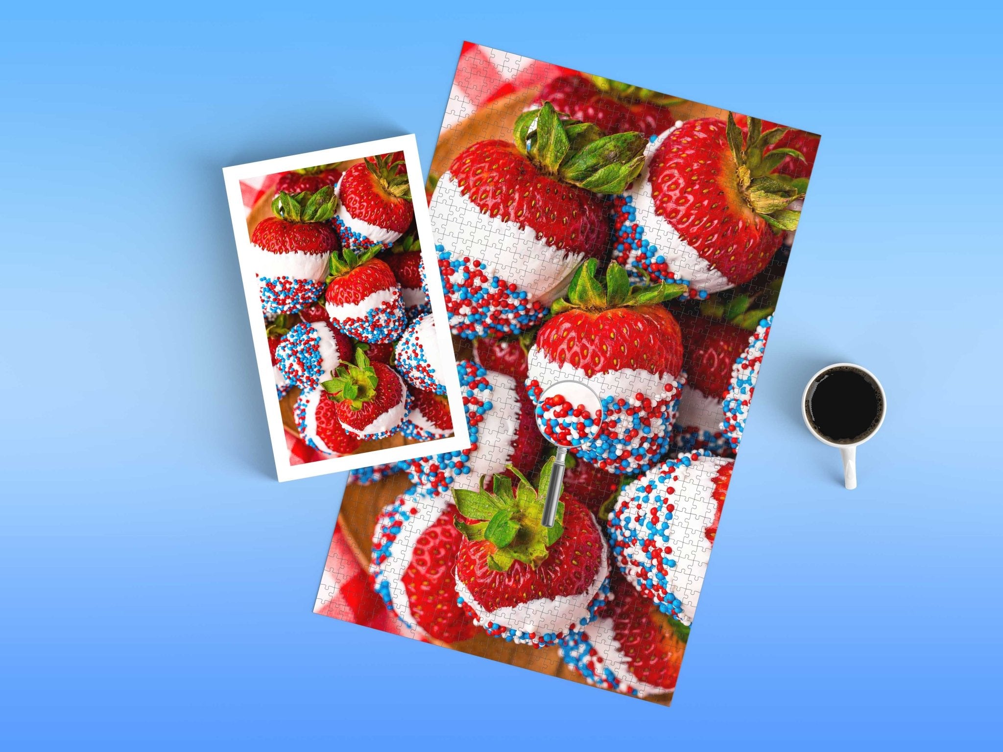 Red, White, and Blue Strawberry Jigsaw Puzzle (Real Photograph