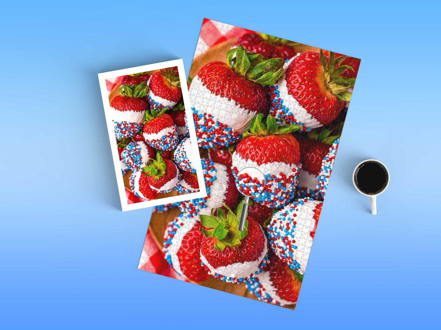Red, White, and Blue Strawberry Jigsaw Puzzle (Real Photograph) - Homemade Hooplah's Hullabaloo