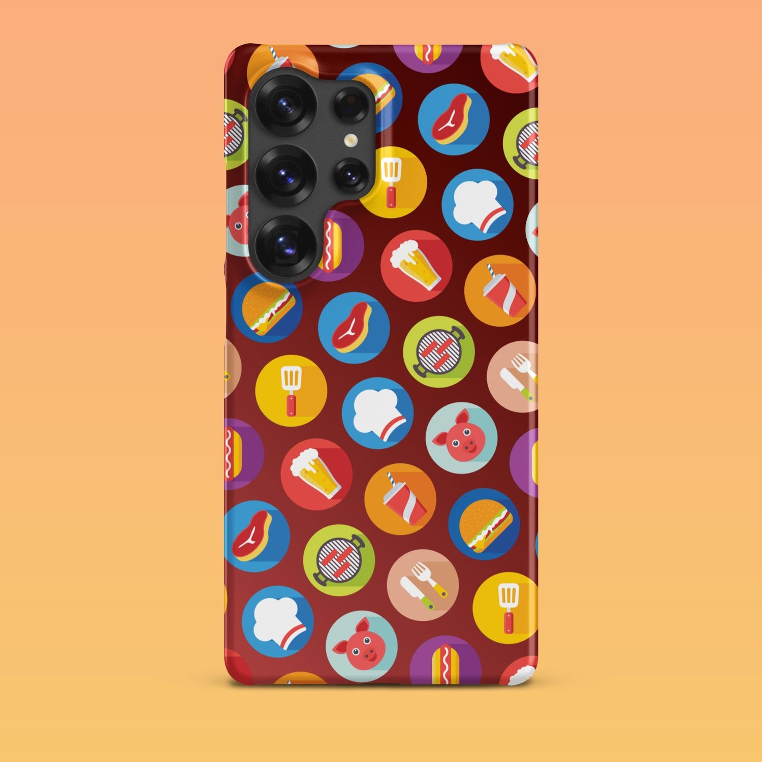 Samsung Phone Case with Colorful Modern Grilling Icon Design (Tough, Snap, and Clear) - Homemade Hooplah's Hullabaloo
