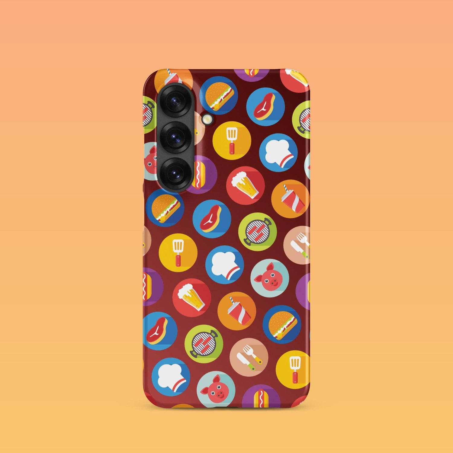 Samsung Phone Case with Colorful Modern Grilling Icon Design (Tough, Snap, and Clear) - Homemade Hooplah's Hullabaloo