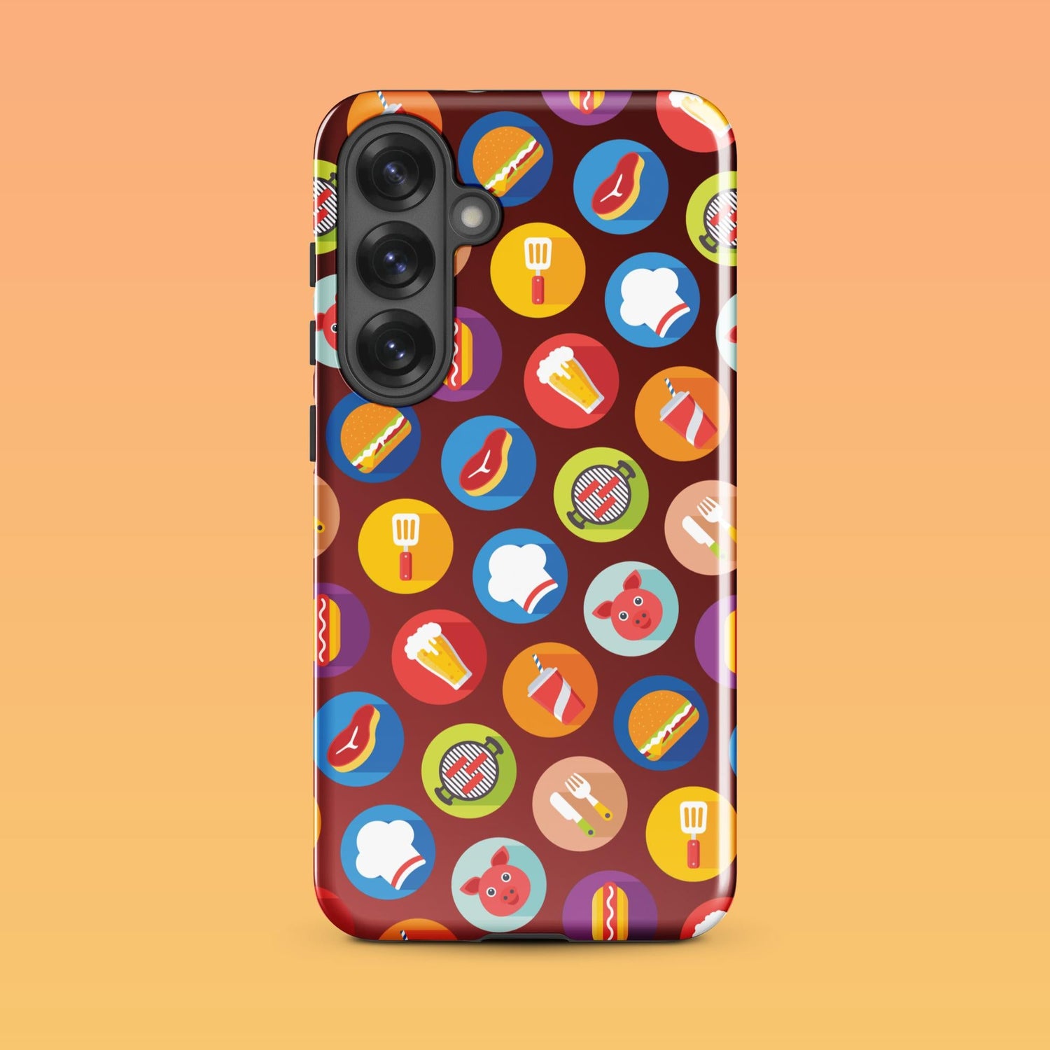 Samsung Phone Case with Colorful Modern Grilling Icon Design (Tough, Snap, and Clear) - Homemade Hooplah's Hullabaloo