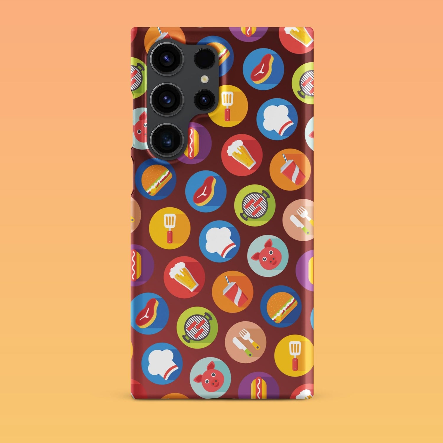 Samsung Phone Case with Colorful Modern Grilling Icon Design (Tough, Snap, and Clear) - Homemade Hooplah's Hullabaloo