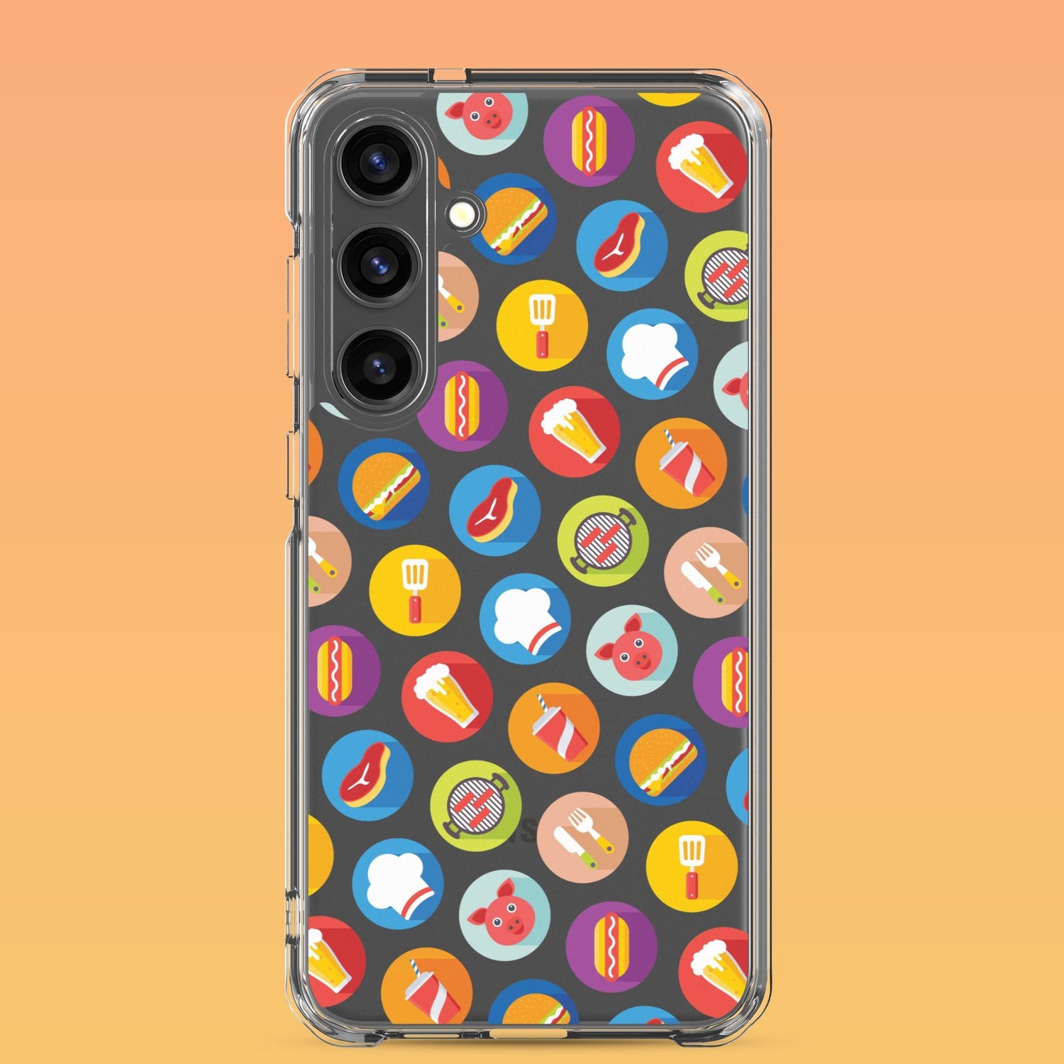 Samsung Phone Case with Colorful Modern Grilling Icon Design (Tough, Snap, and Clear) - Homemade Hooplah's Hullabaloo