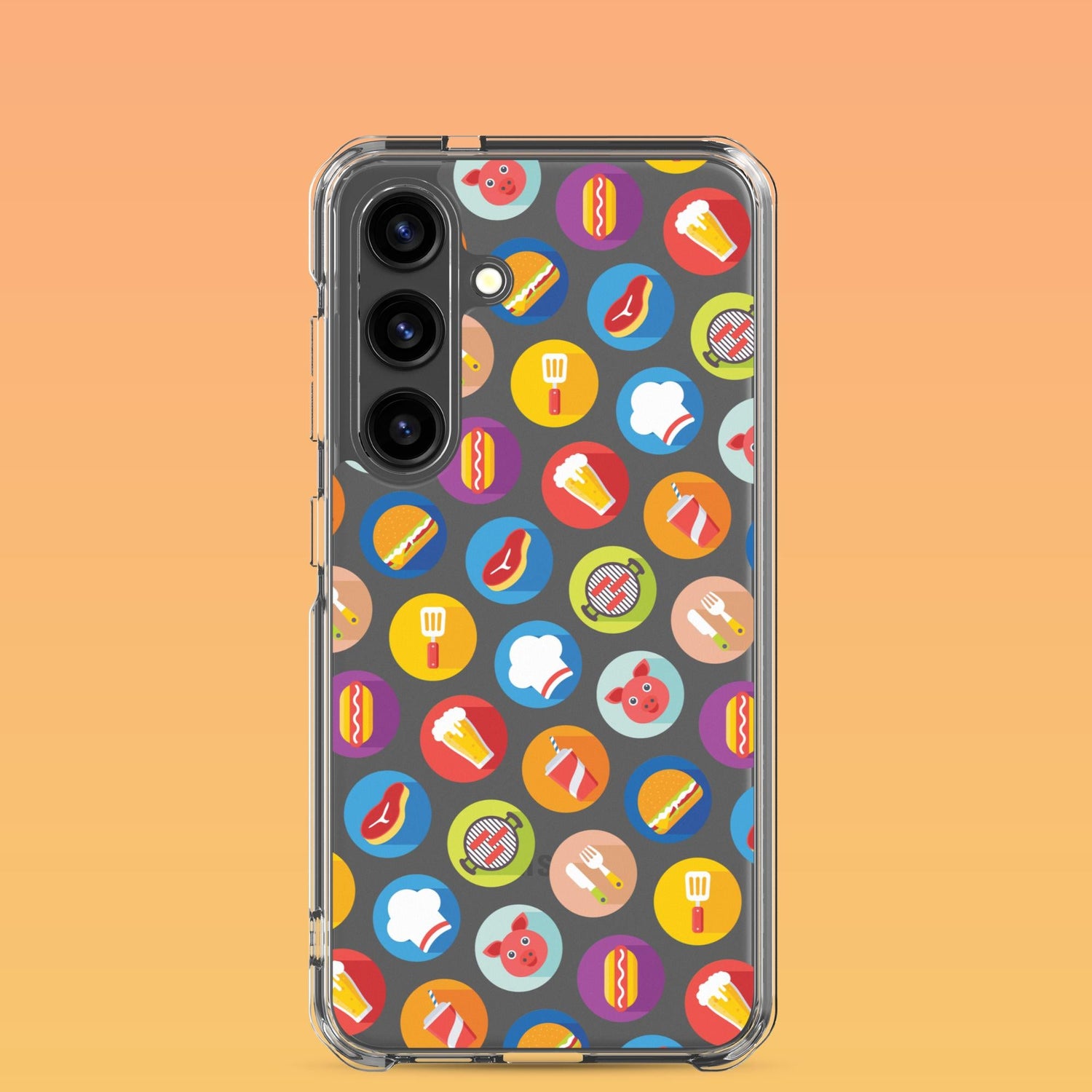 Samsung Phone Case with Colorful Modern Grilling Icon Design (Tough, Snap, and Clear) - Homemade Hooplah's Hullabaloo