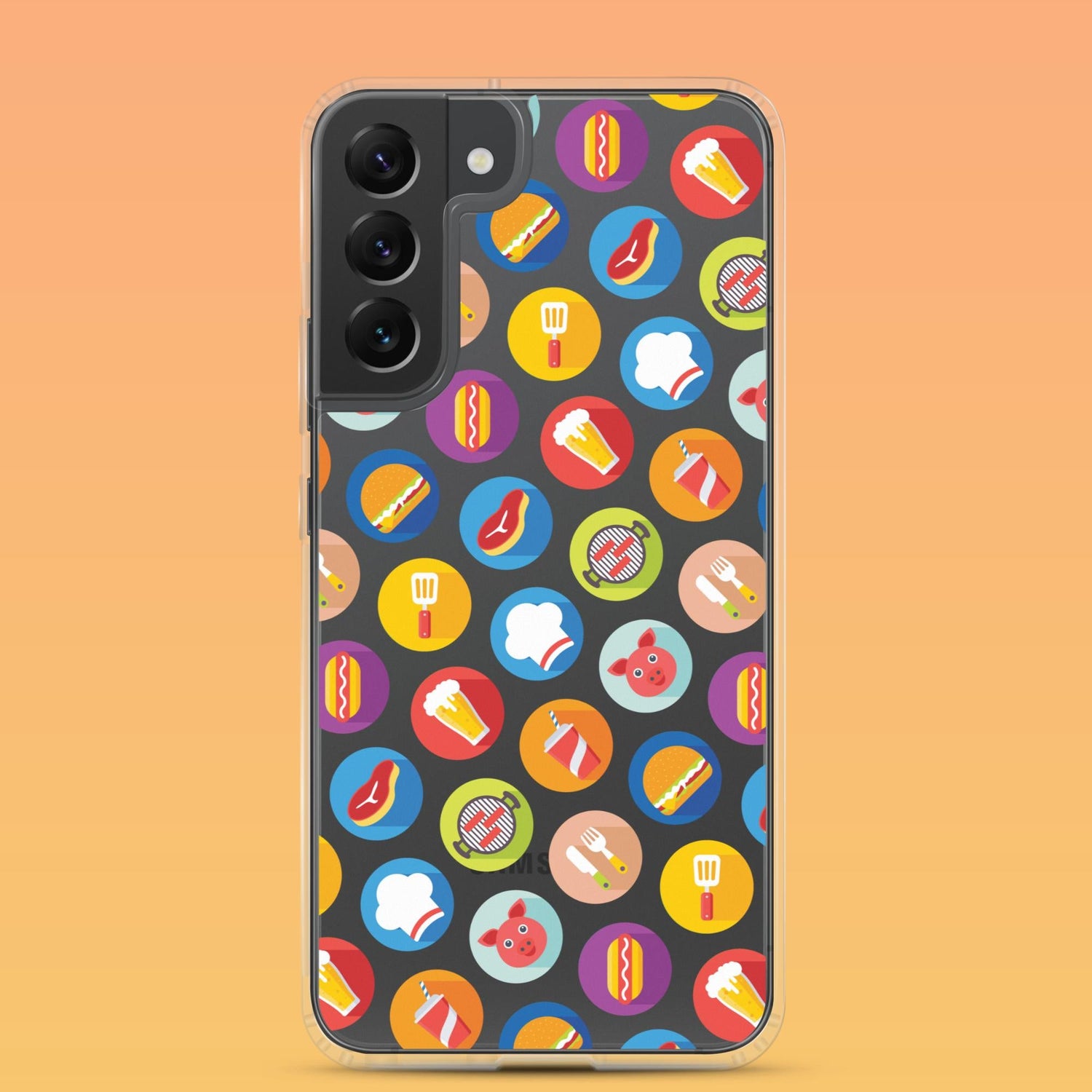 Samsung Phone Case with Colorful Modern Grilling Icon Design (Tough, Snap, and Clear) - Homemade Hooplah's Hullabaloo