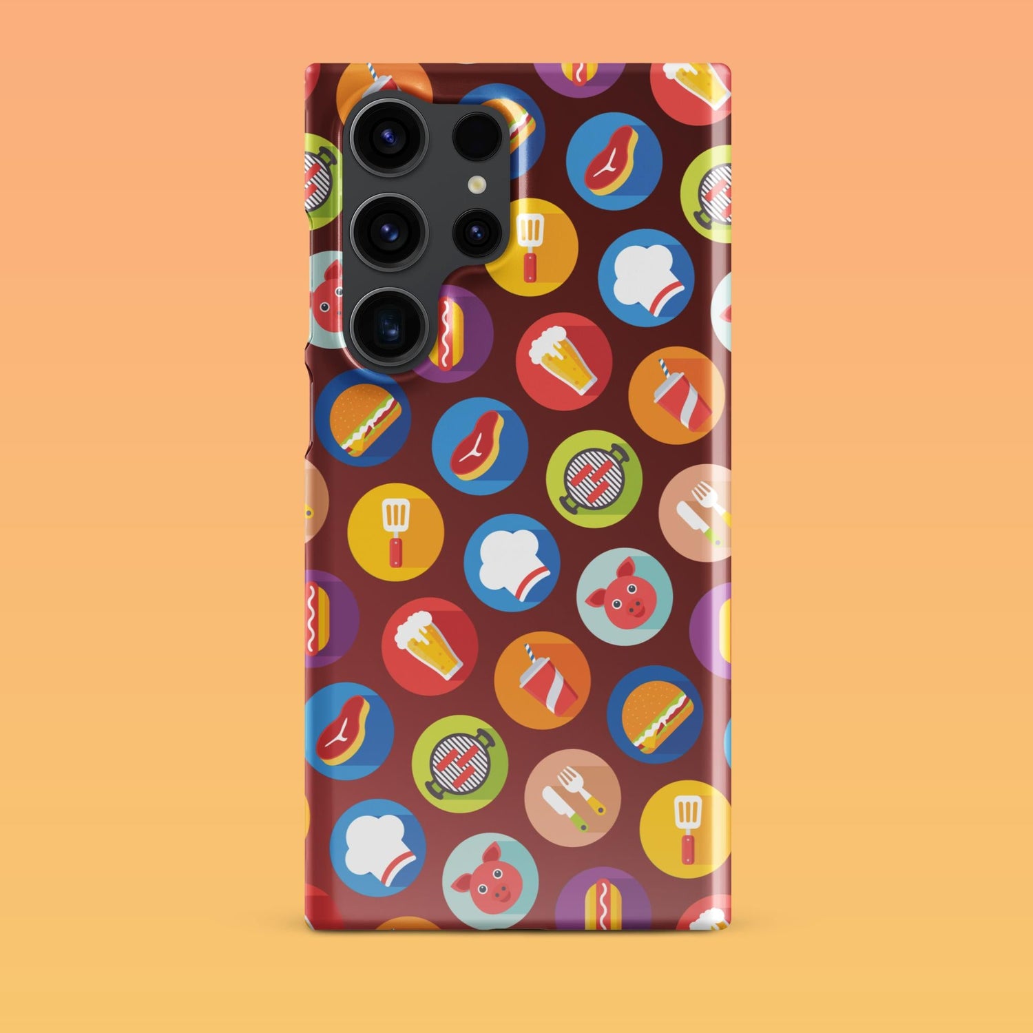 Samsung Phone Case with Colorful Modern Grilling Icon Design (Tough, Snap, and Clear) - Homemade Hooplah's Hullabaloo