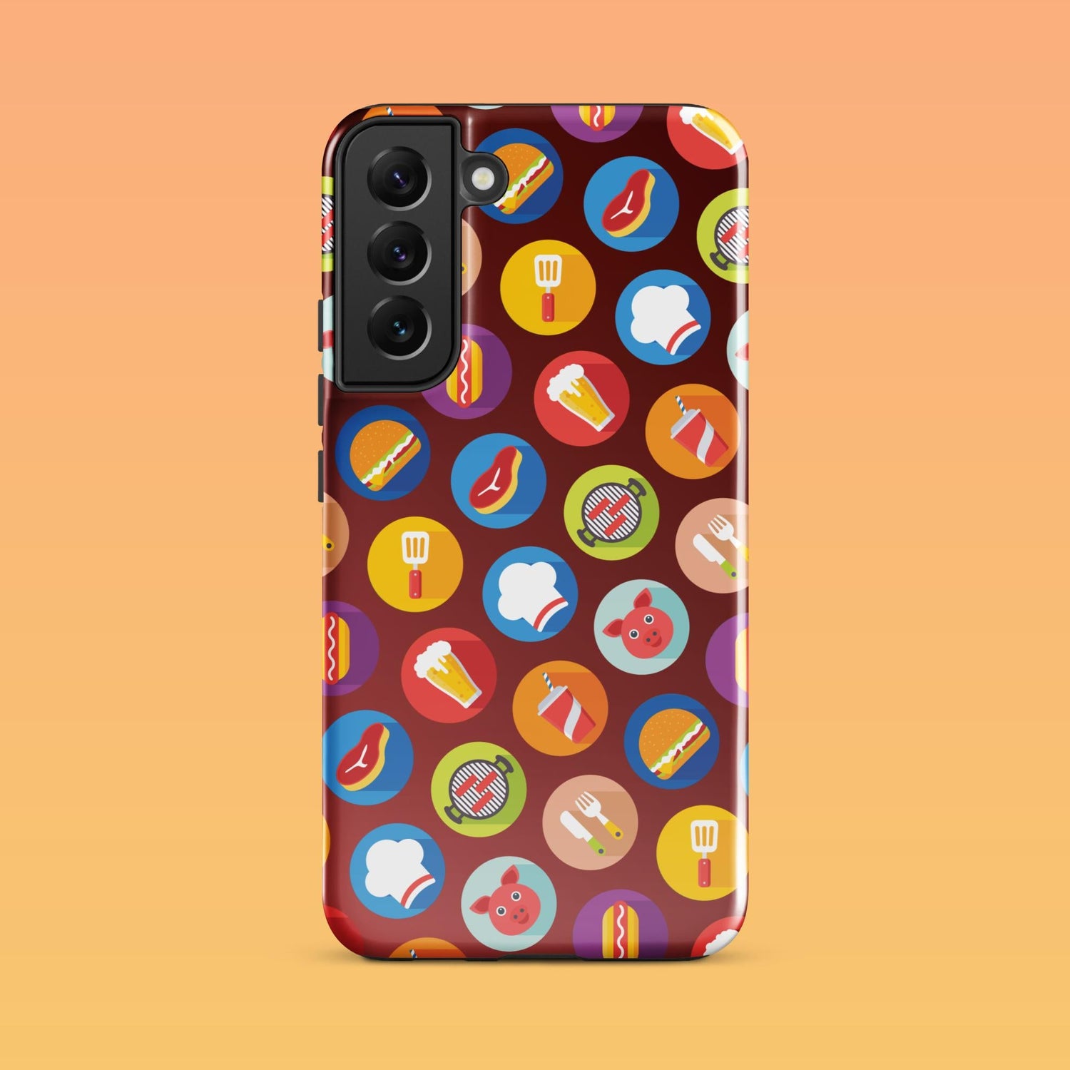 Samsung Phone Case with Colorful Modern Grilling Icon Design (Tough, Snap, and Clear) - Homemade Hooplah's Hullabaloo