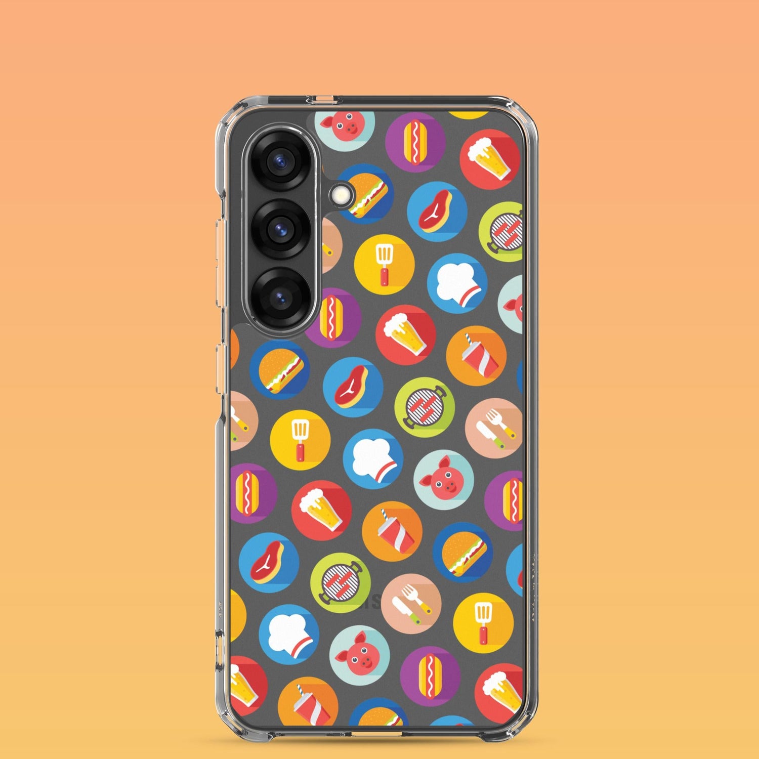 Samsung Phone Case with Colorful Modern Grilling Icon Design (Tough, Snap, and Clear) - Homemade Hooplah's Hullabaloo