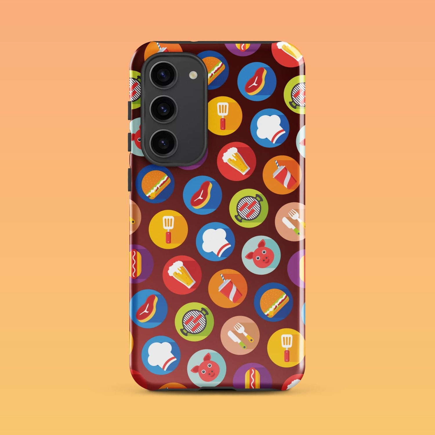 Samsung Phone Case with Colorful Modern Grilling Icon Design (Tough, Snap, and Clear) - Homemade Hooplah's Hullabaloo