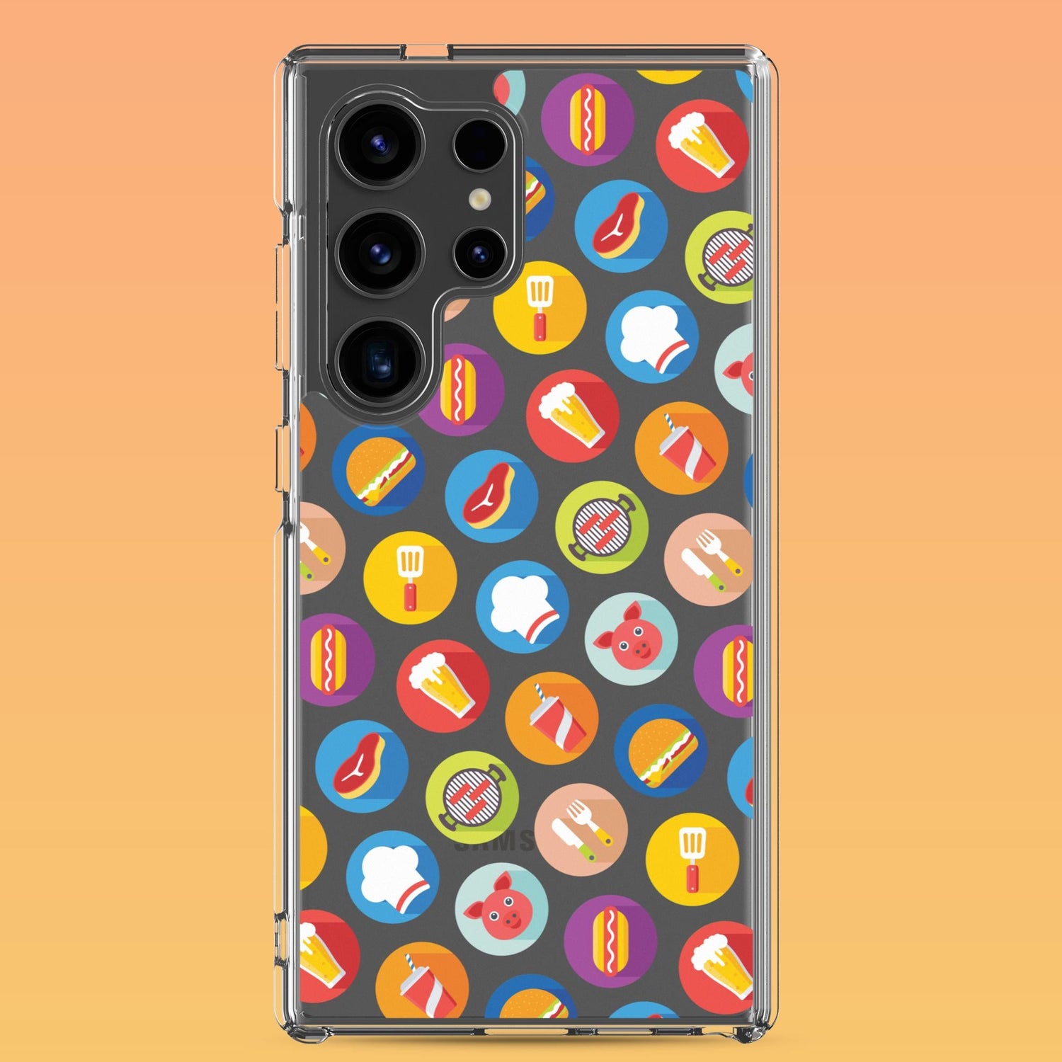 Samsung Phone Case with Colorful Modern Grilling Icon Design (Tough, Snap, and Clear) - Homemade Hooplah's Hullabaloo
