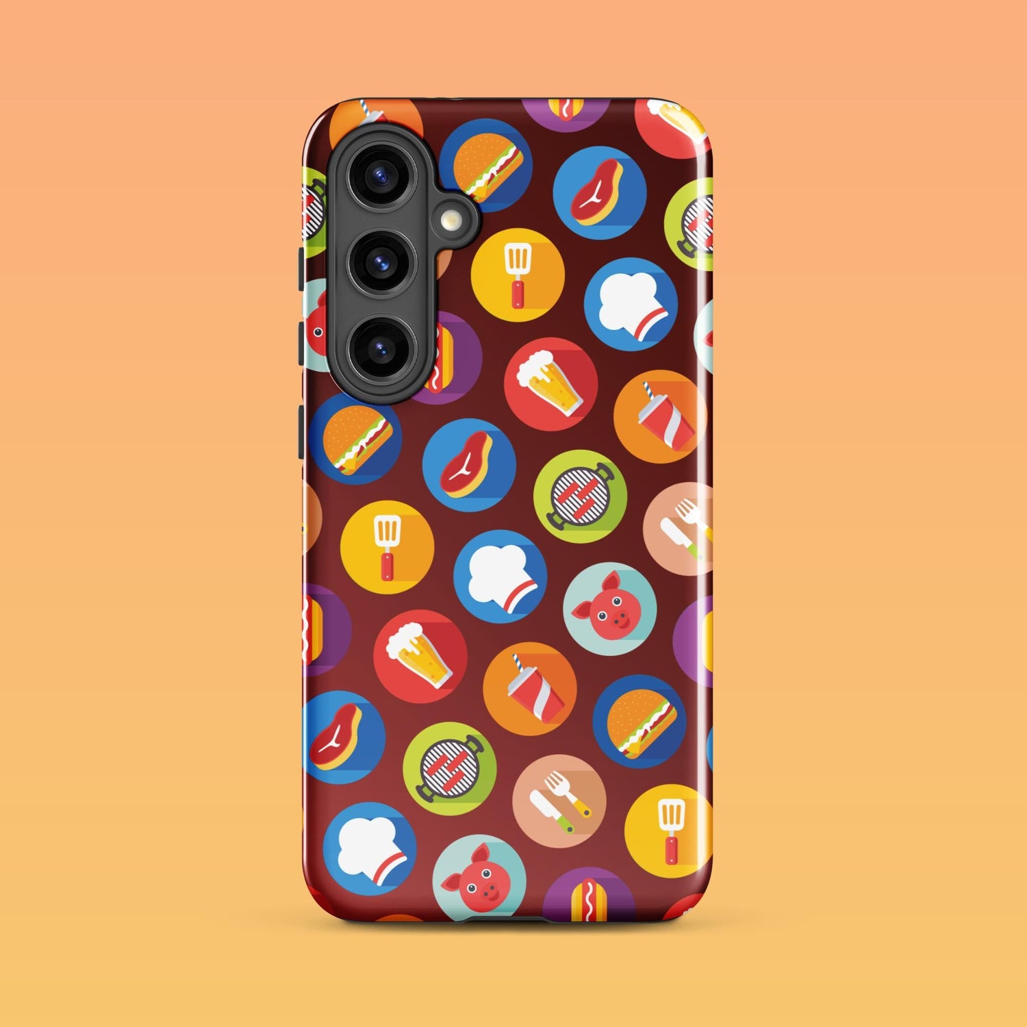 Samsung Phone Case with Colorful Modern Grilling Icon Design (Tough, Snap, and Clear) - Homemade Hooplah's Hullabaloo