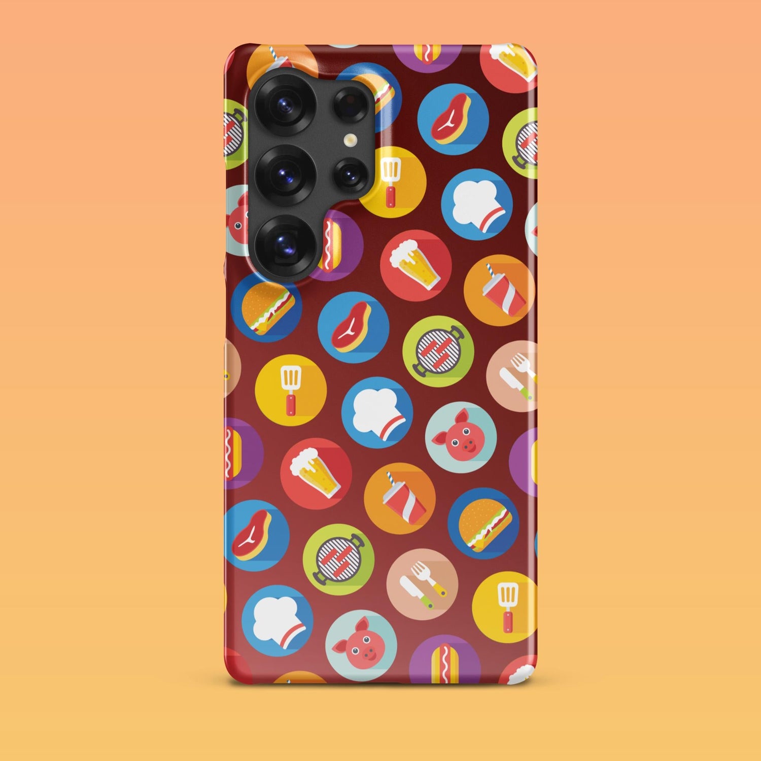 Samsung Phone Case with Colorful Modern Grilling Icon Design (Tough, Snap, and Clear) - Homemade Hooplah's Hullabaloo