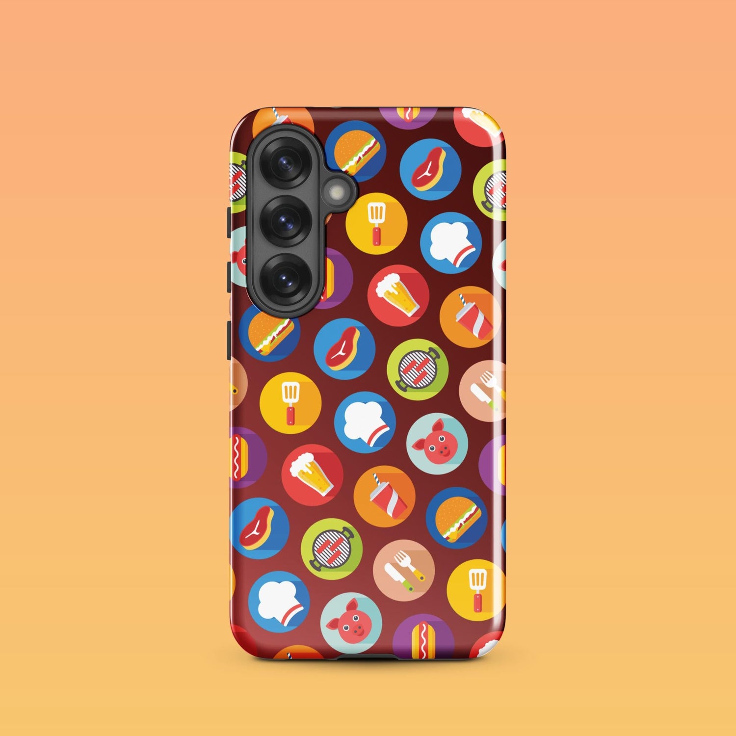 Samsung Phone Case with Colorful Modern Grilling Icon Design (Tough, Snap, and Clear) - Homemade Hooplah's Hullabaloo