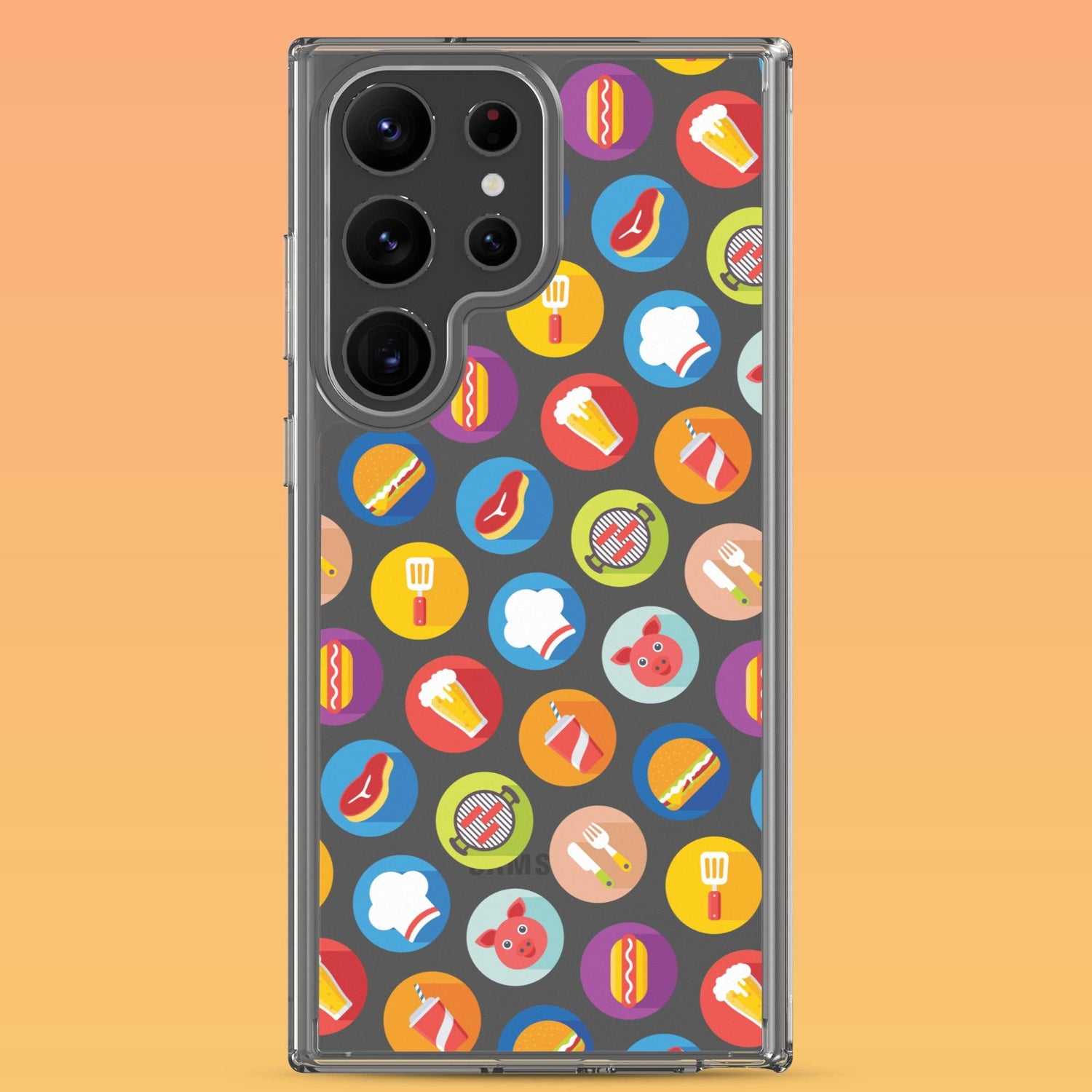 Samsung Phone Case with Colorful Modern Grilling Icon Design (Tough, Snap, and Clear) - Homemade Hooplah's Hullabaloo