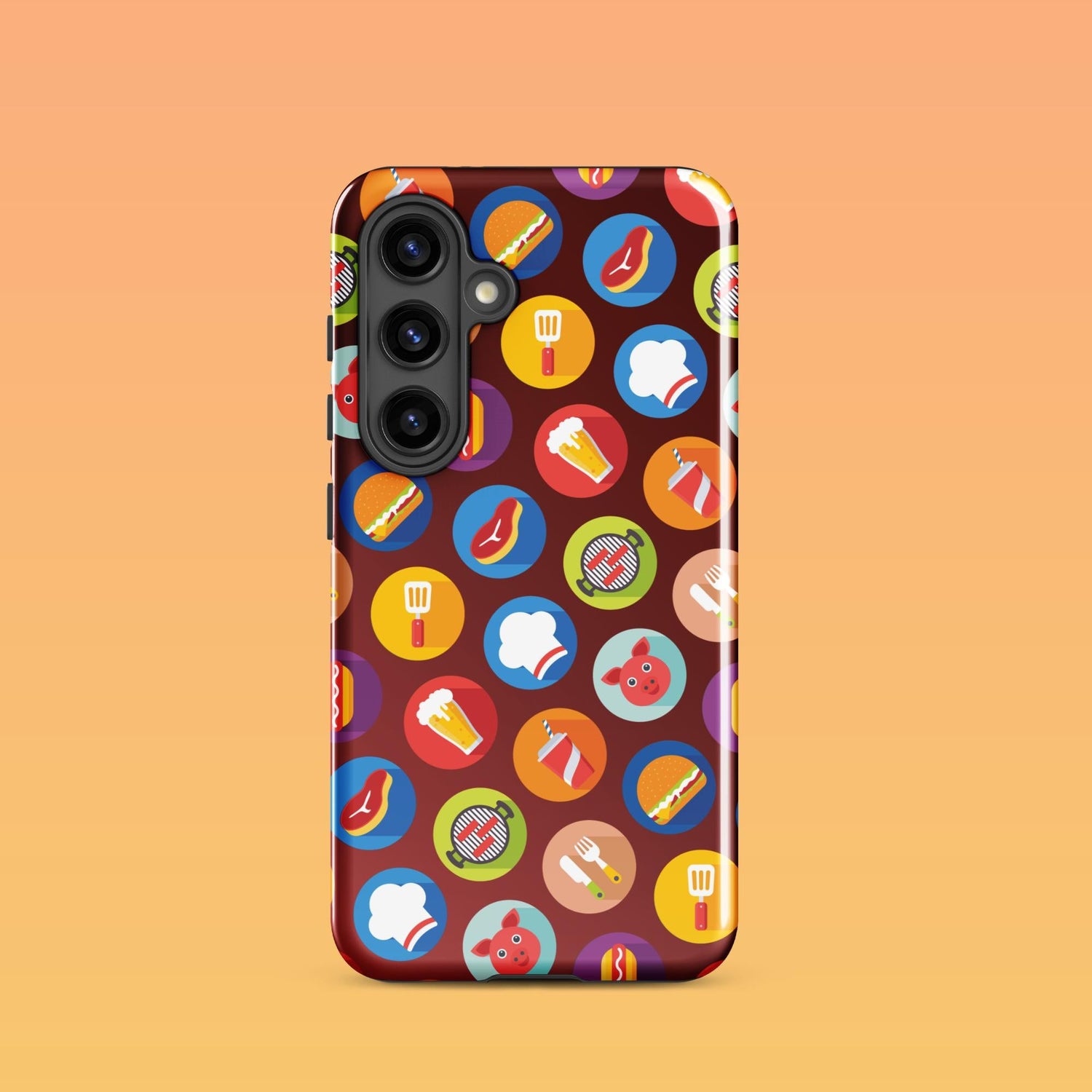 Samsung Phone Case with Colorful Modern Grilling Icon Design (Tough, Snap, and Clear) - Homemade Hooplah's Hullabaloo