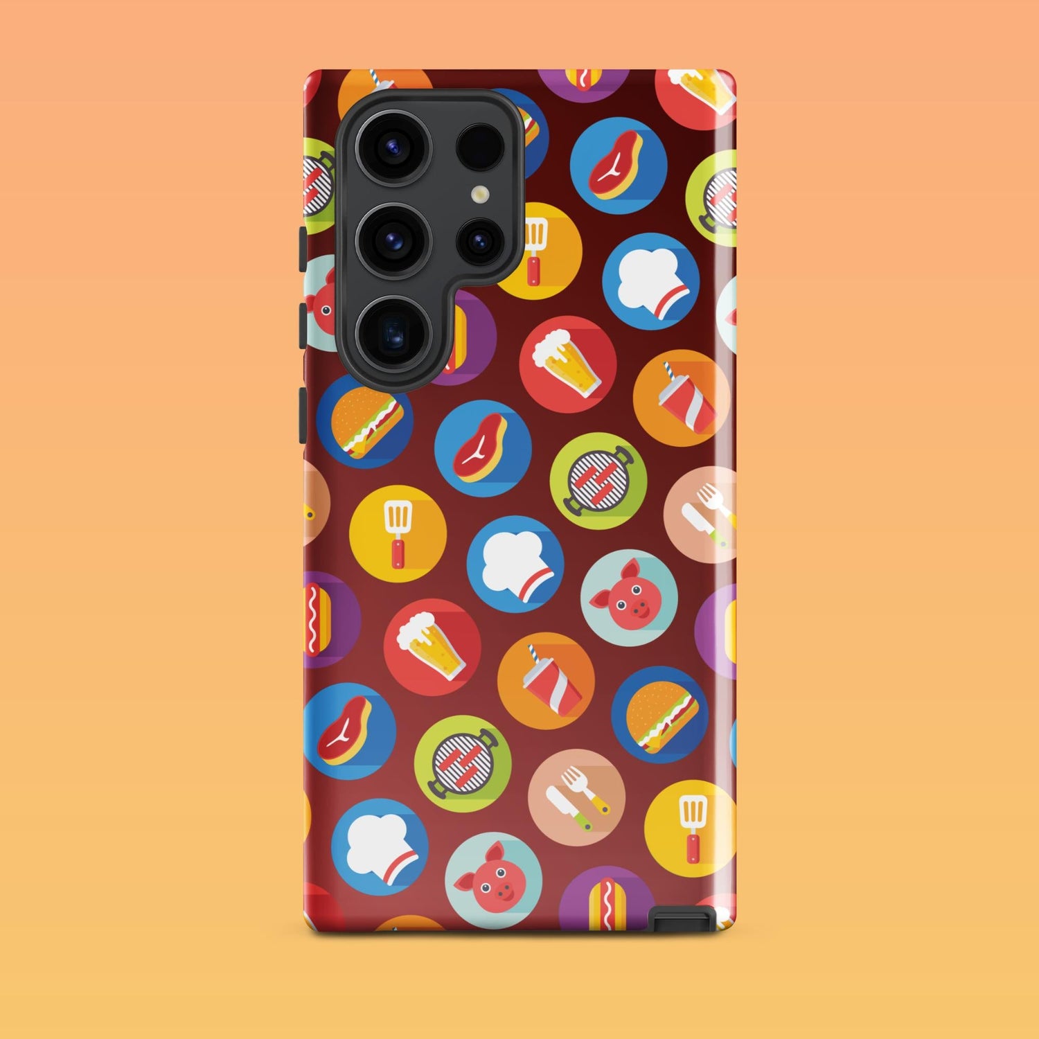 Samsung Phone Case with Colorful Modern Grilling Icon Design (Tough, Snap, and Clear) - Homemade Hooplah's Hullabaloo