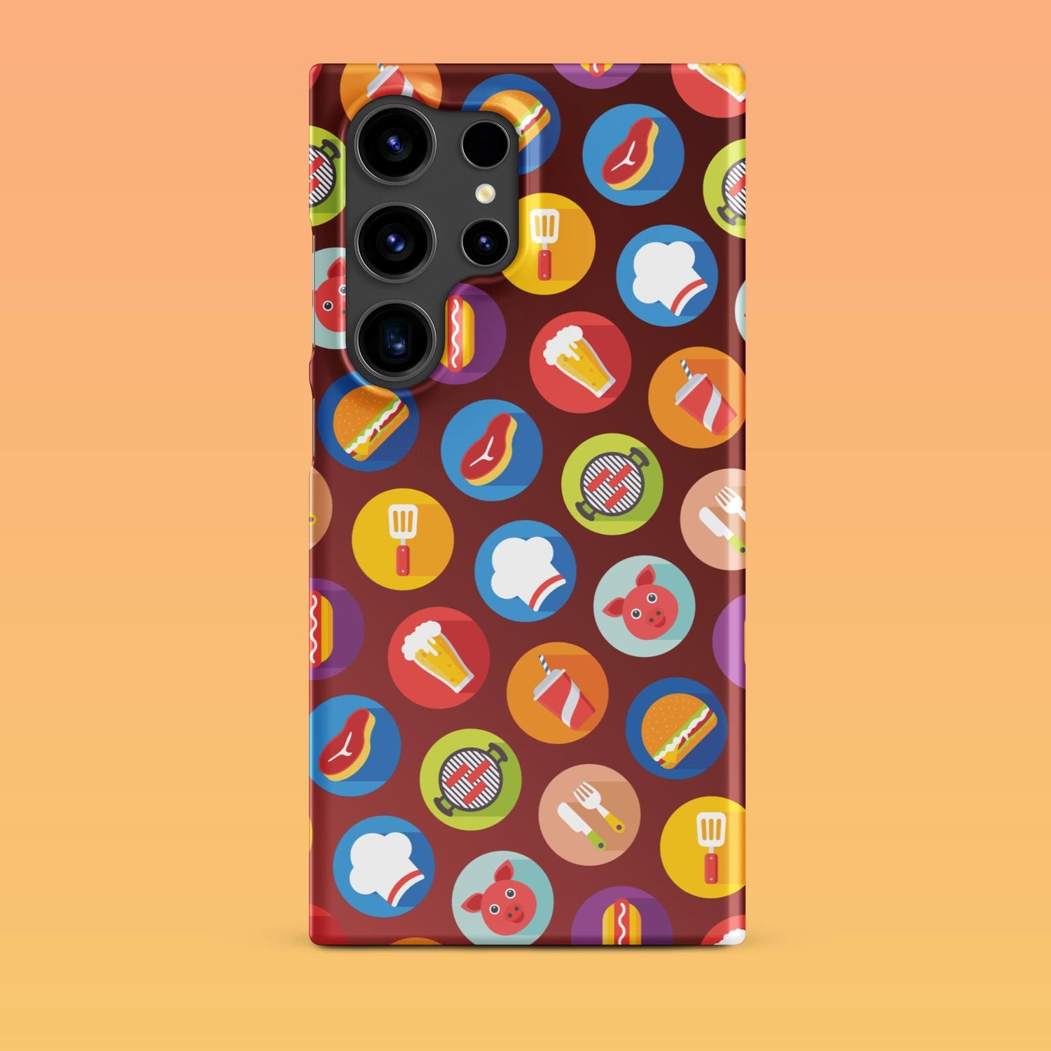 Samsung Phone Case with Colorful Modern Grilling Icon Design (Tough, Snap, and Clear) - Homemade Hooplah's Hullabaloo