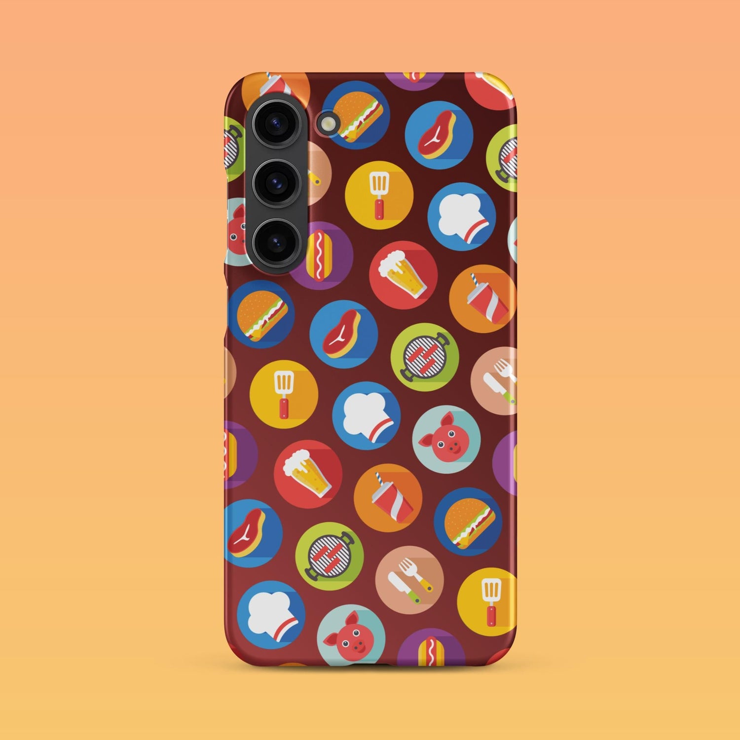 Samsung Phone Case with Colorful Modern Grilling Icon Design (Tough, Snap, and Clear) - Homemade Hooplah's Hullabaloo