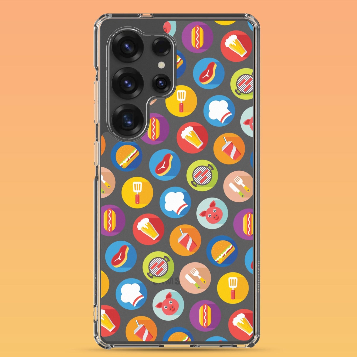 Samsung Phone Case with Colorful Modern Grilling Icon Design (Tough, Snap, and Clear) - Homemade Hooplah's Hullabaloo