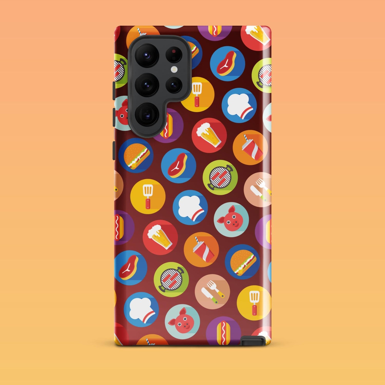 Samsung Phone Case with Colorful Modern Grilling Icon Design (Tough, Snap, and Clear) - Homemade Hooplah's Hullabaloo