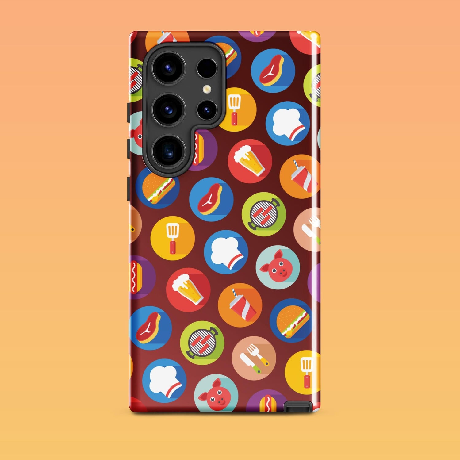 Samsung Phone Case with Colorful Modern Grilling Icon Design (Tough, Snap, and Clear) - Homemade Hooplah's Hullabaloo