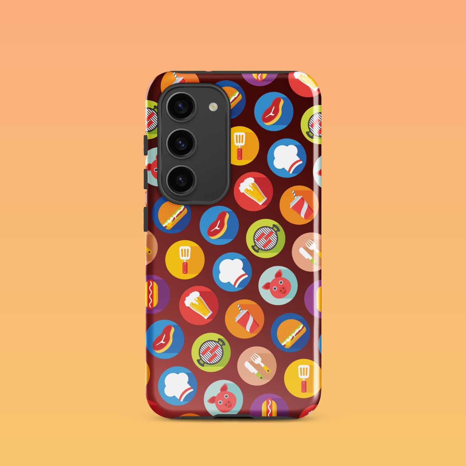 Samsung Phone Case with Colorful Modern Grilling Icon Design (Tough, Snap, and Clear) - Homemade Hooplah's Hullabaloo