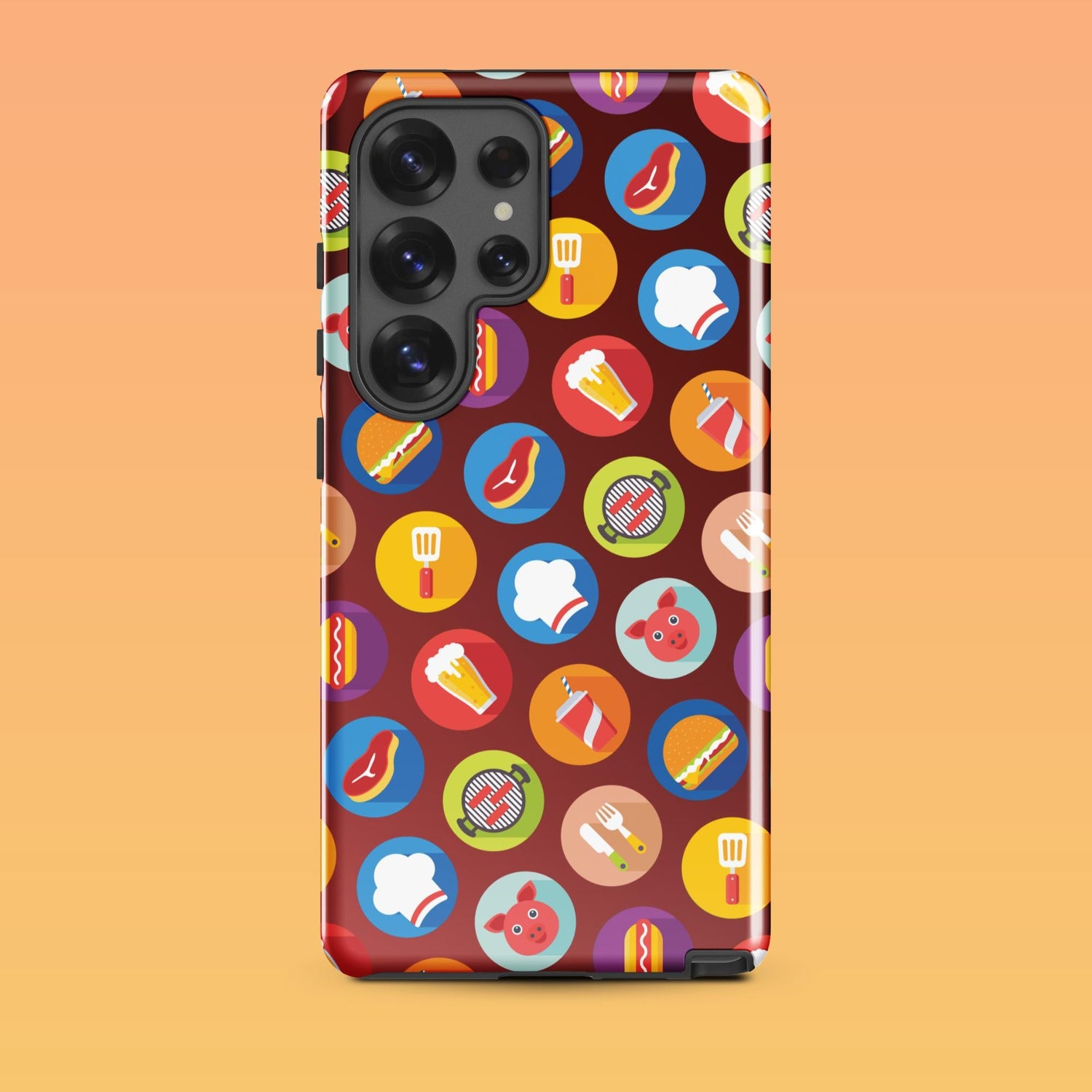 Samsung Phone Case with Colorful Modern Grilling Icon Design (Tough, Snap, and Clear) - Homemade Hooplah's Hullabaloo
