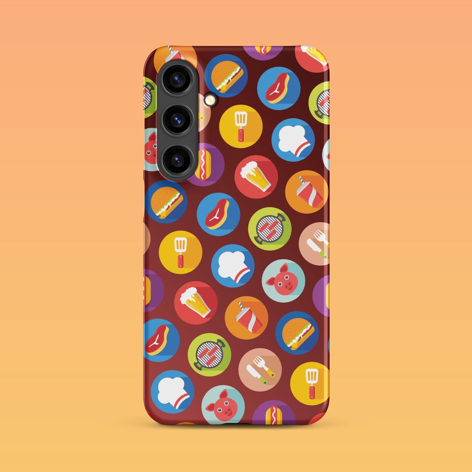 Samsung Phone Case with Colorful Modern Grilling Icon Design (Tough, Snap, and Clear) - Homemade Hooplah's Hullabaloo