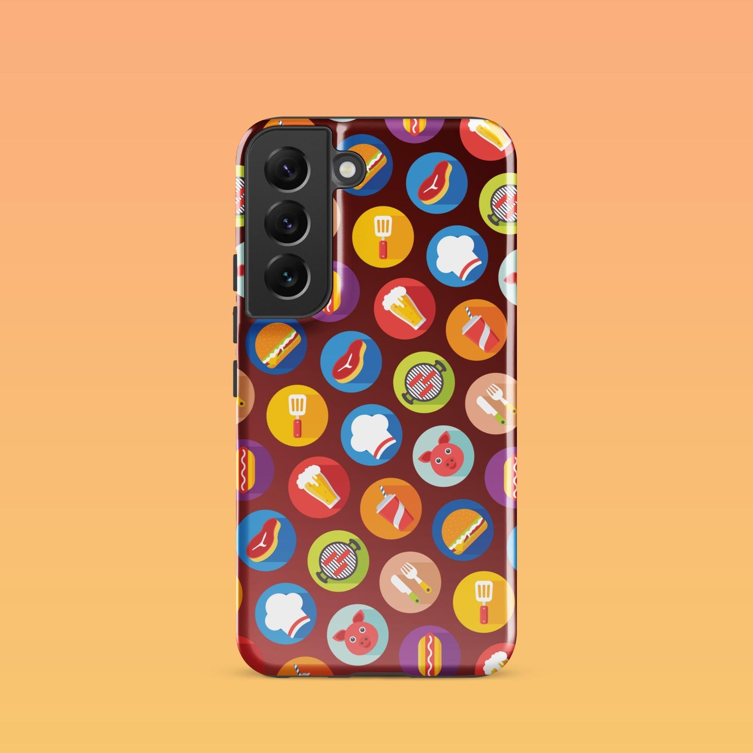 Samsung Phone Case with Colorful Modern Grilling Icon Design (Tough, Snap, and Clear) - Homemade Hooplah's Hullabaloo