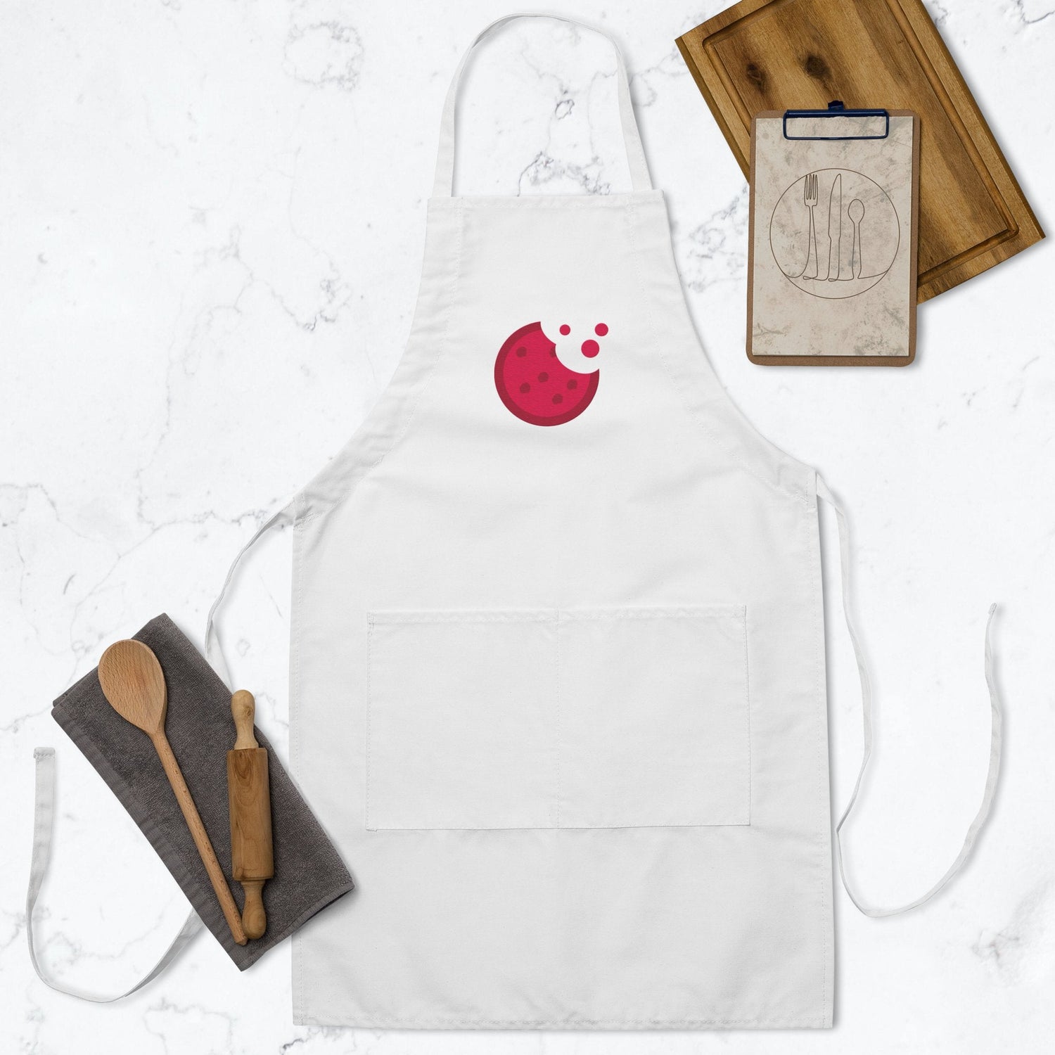 Apron with Pink Cookie Logo - Embroidered, Printed, or All - Over Design - Homemade Hooplah's Hullabaloo