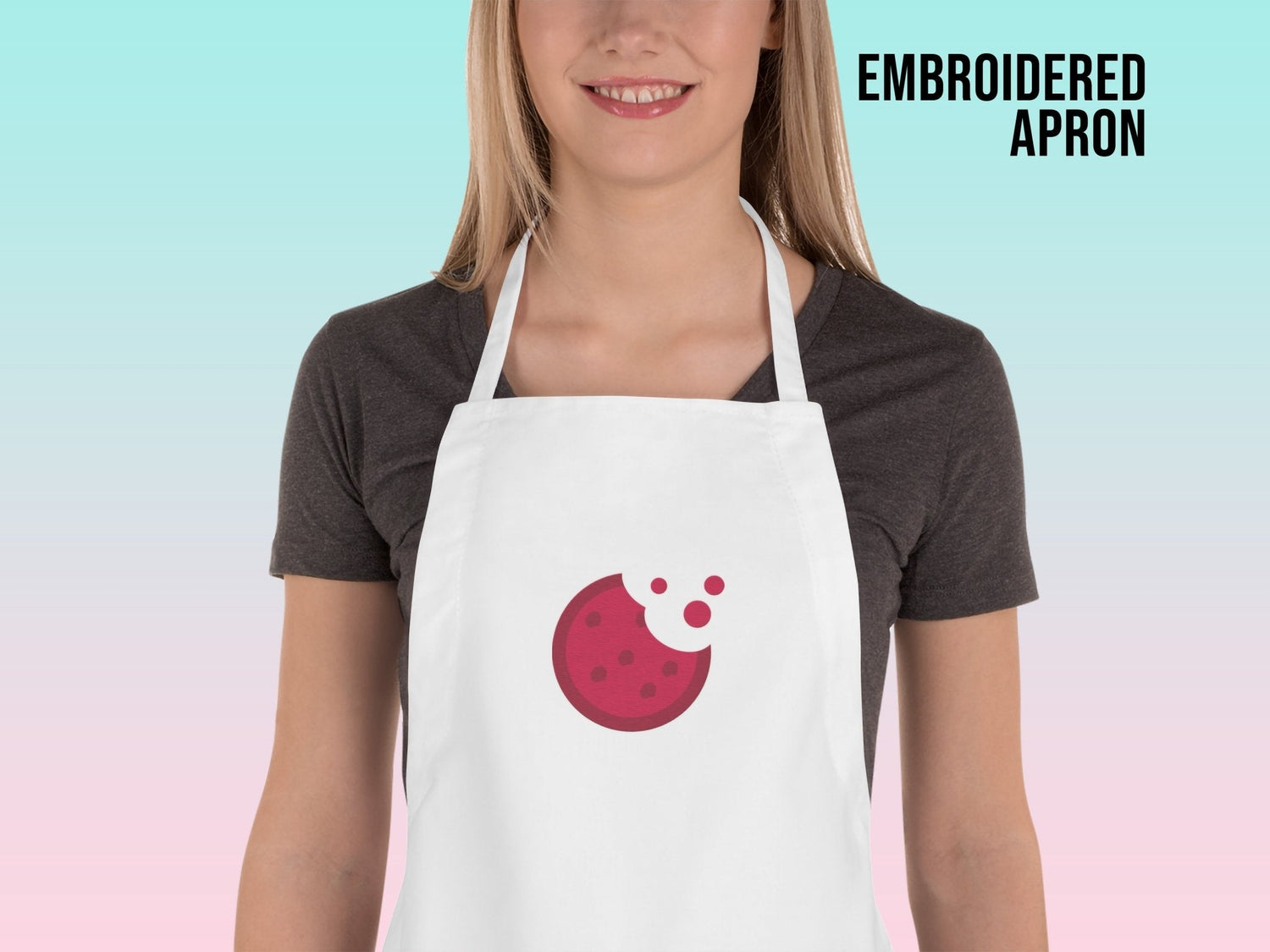 Apron with Pink Cookie Logo - Embroidered, Printed, or All - Over Design - Homemade Hooplah's Hullabaloo