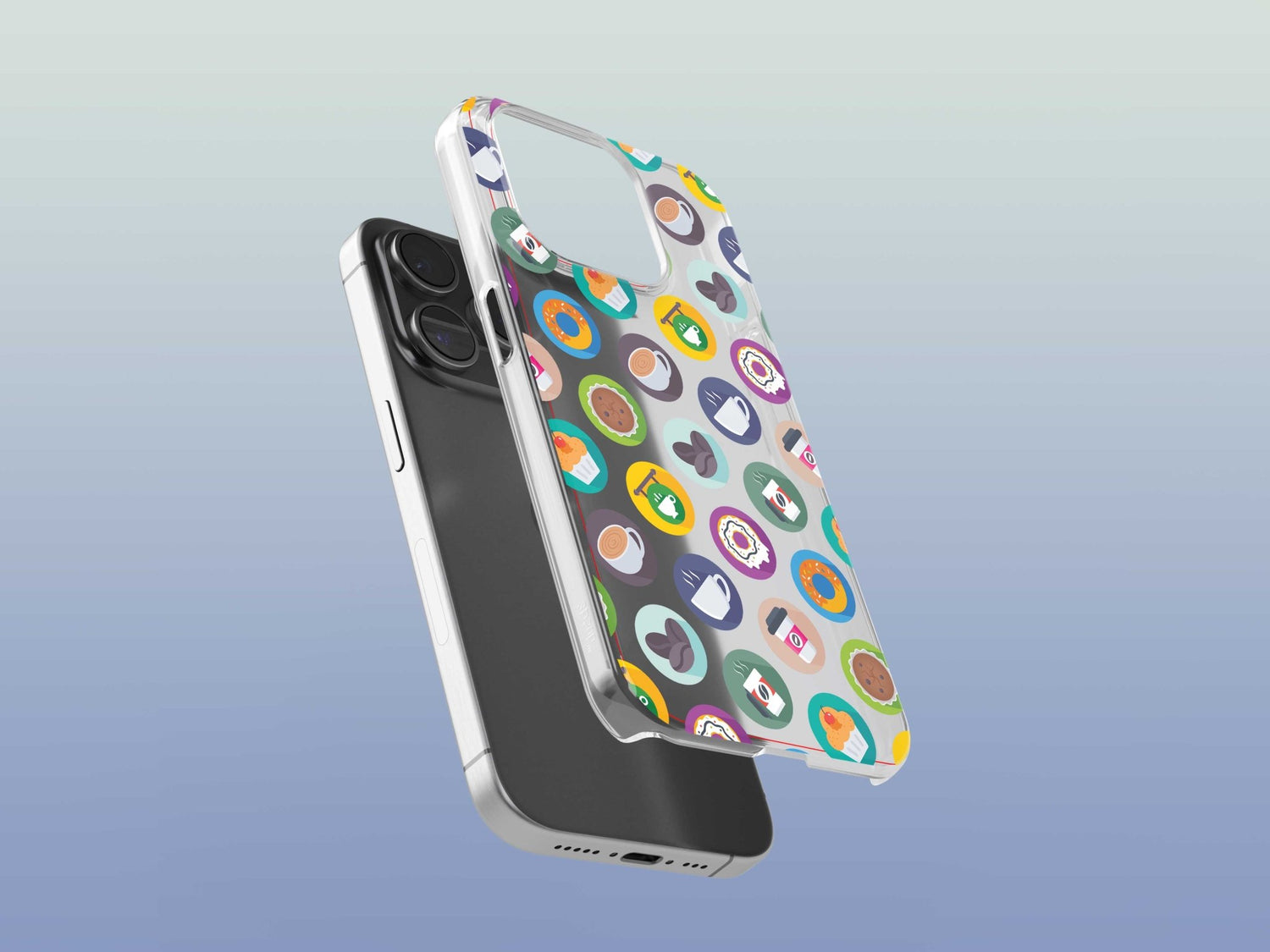 iPhone Phone Case with Colorful Modern Coffee Shop Icon Design (Tough, Snap, and Clear) - Homemade Hooplah's Hullabaloo