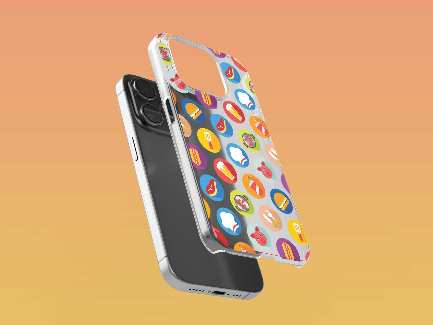 iPhone Phone Case with Colorful Modern Grilling Icon Design (Tough, Snap, and Clear) - Homemade Hooplah's Hullabaloo