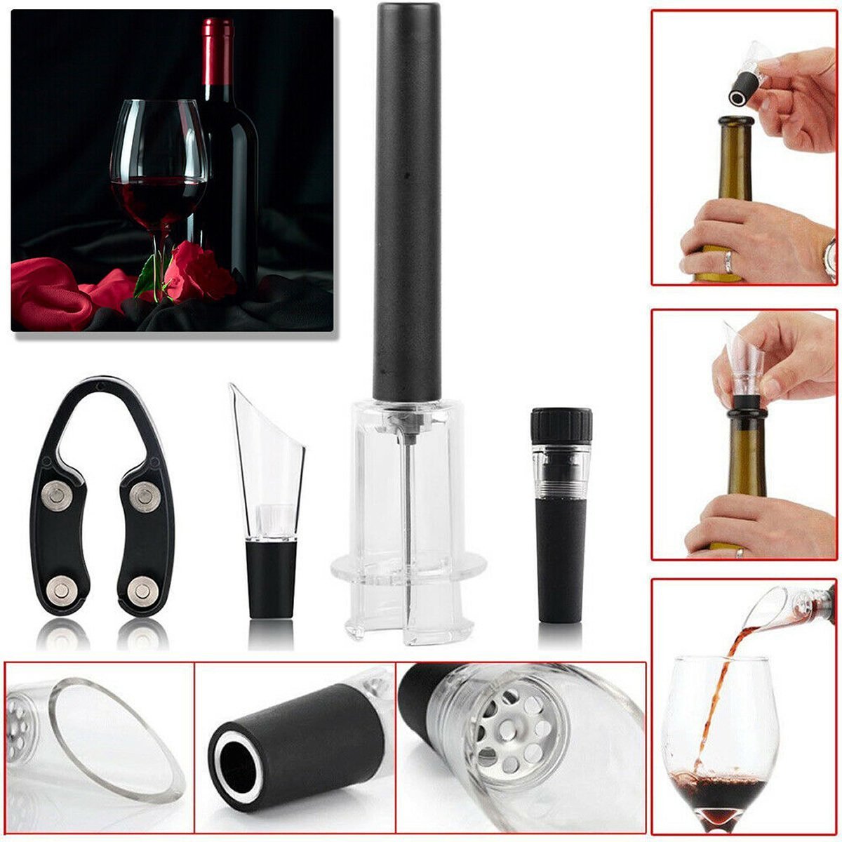 Pour And Preserve Set of 4 Foil Cutter Air Wine Opener Aerator And Win - Homemade Hooplah's Hullabaloo