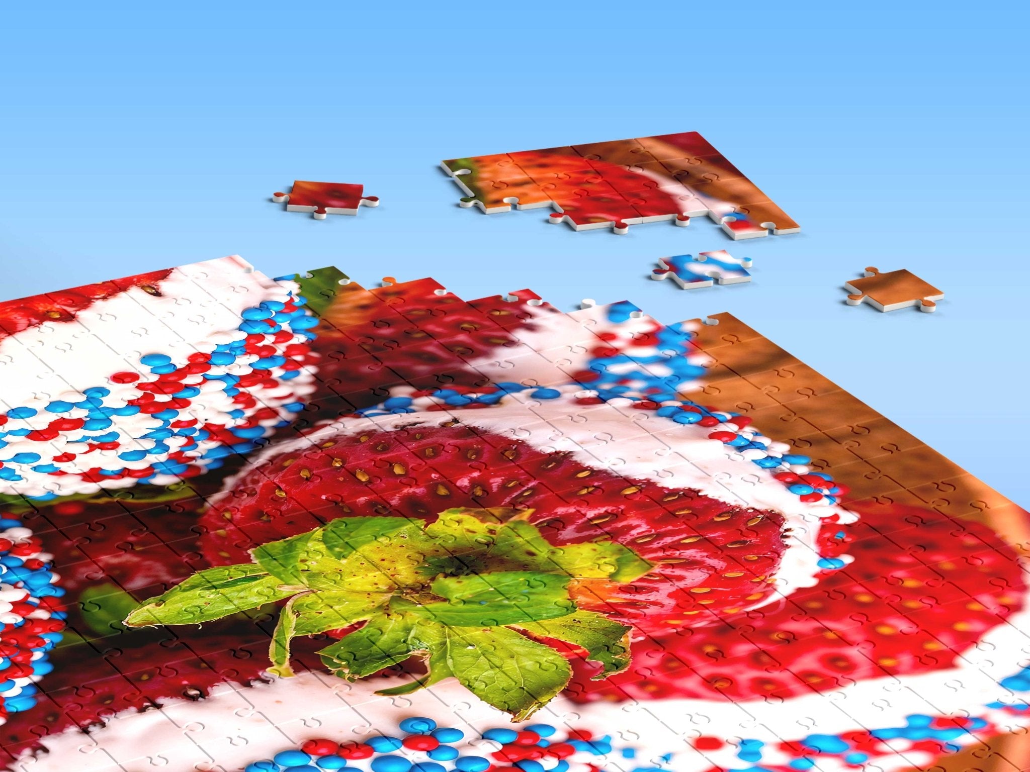 Red, White, and Blue Strawberry Jigsaw Puzzle (Real Photograph