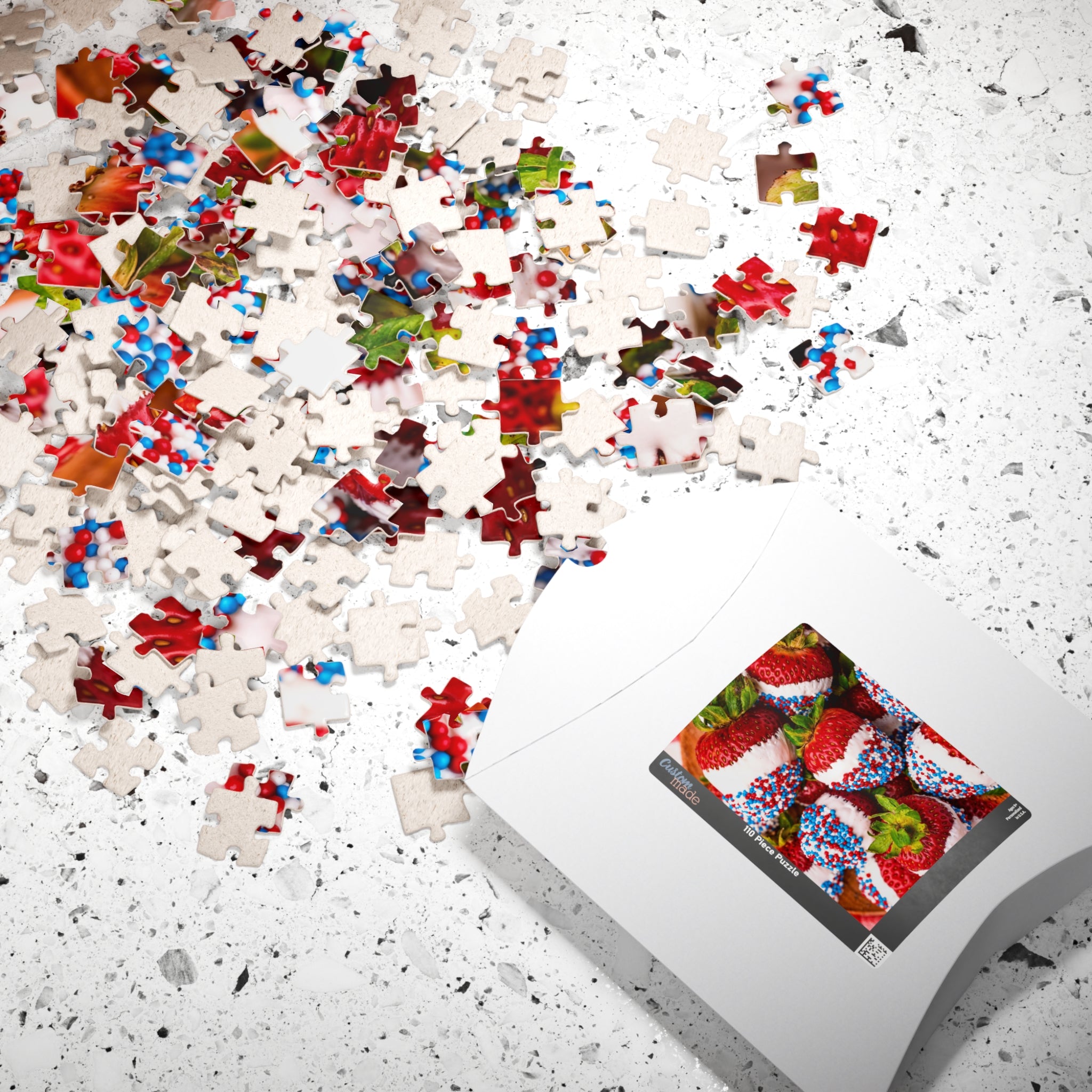 Puzzle Rel Red, White, and Blue Strawberry Jigsaw Puzzle (Real Photograph ...