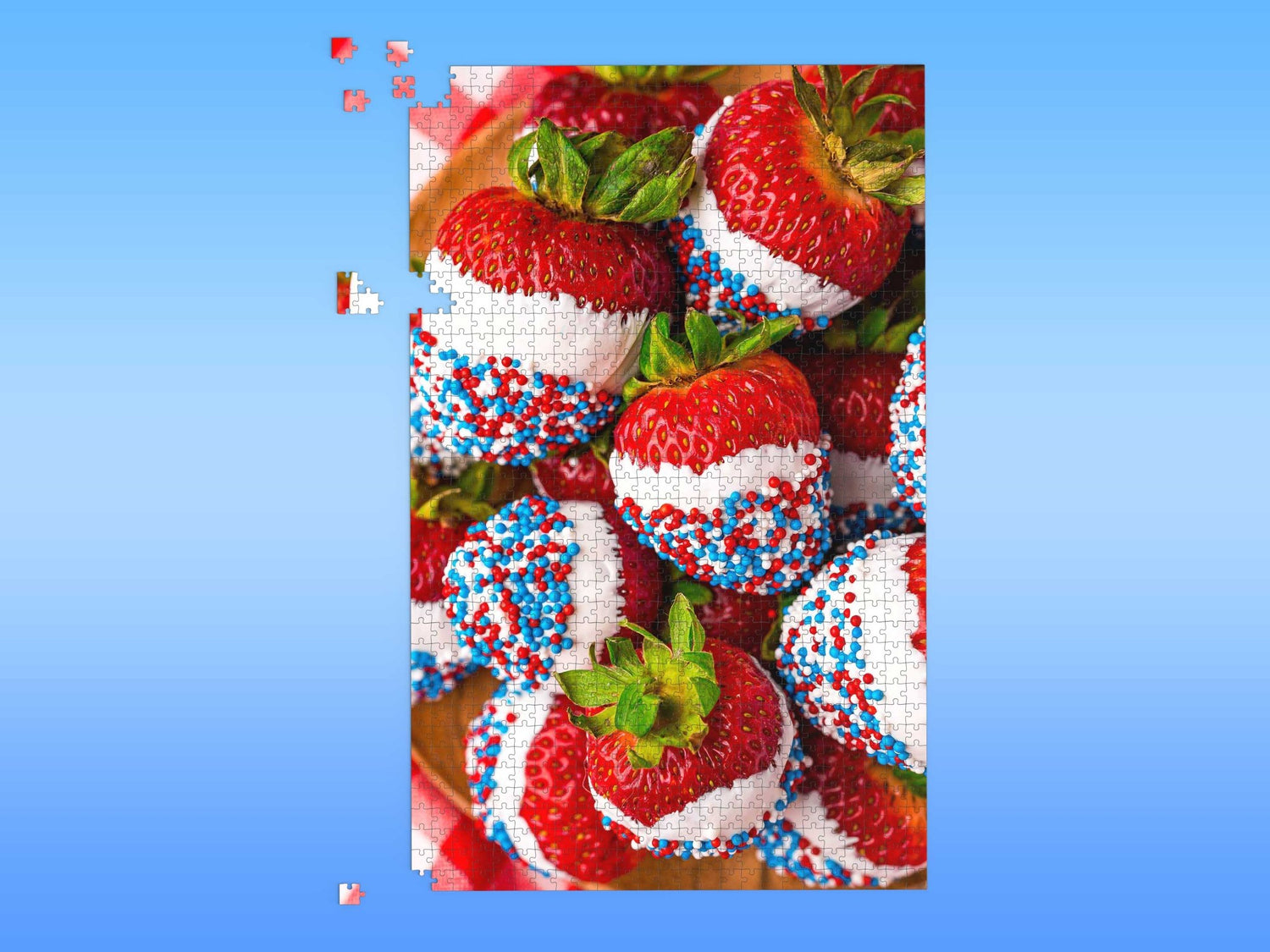 Red, White, and Blue Strawberry Jigsaw Puzzle (Real Photograph) - Homemade Hooplah's Hullabaloo