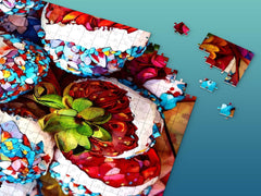 Red, White, and Blue Strawberry Jigsaw Puzzle (Vivid Poly Art ) - Homemade Hooplah's Hullabaloo